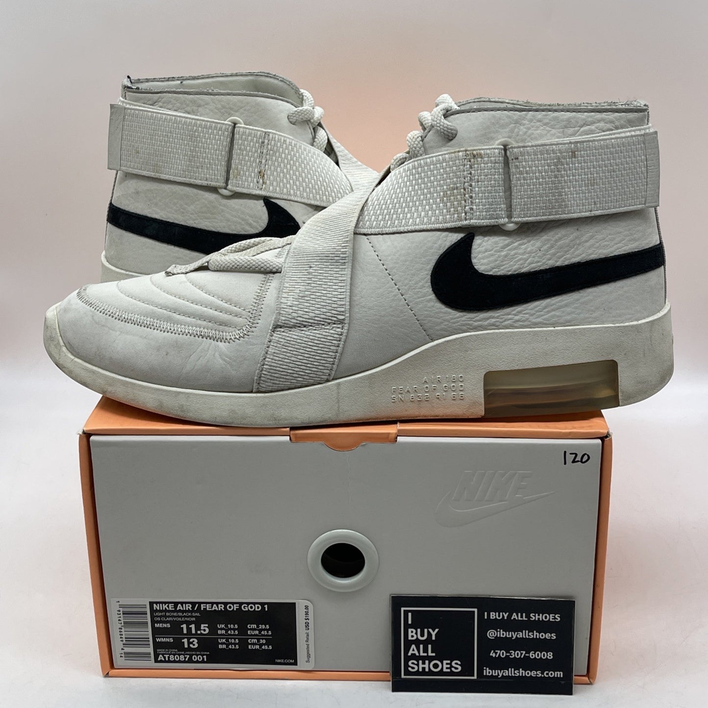 Size 11.5 - Nike Air Fear Of God Moc Pure Platinum (AT8086-001)