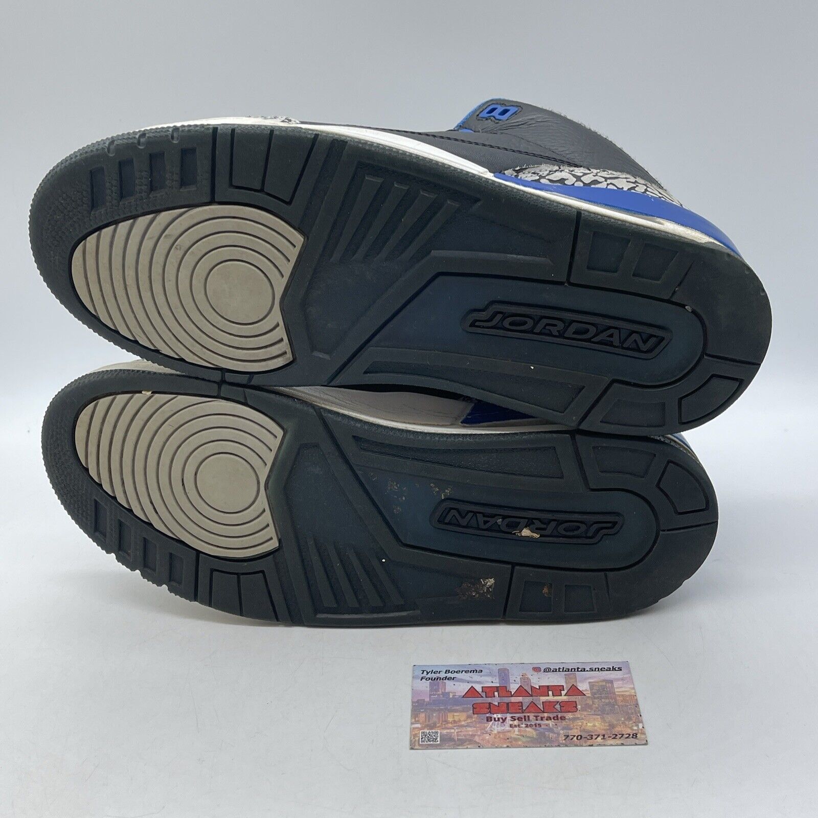 Size 9.5 - Air Jordan 3 Retro Sport Blue Black Leather Grey Suede (136064-007)