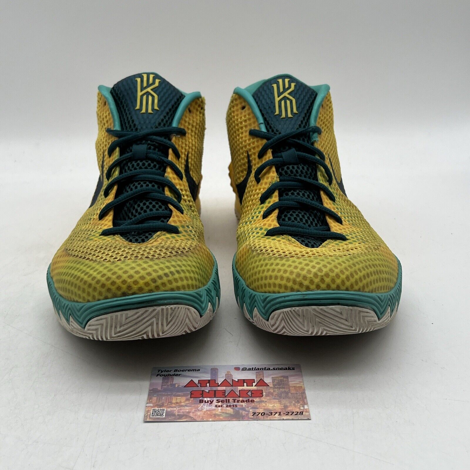 Size 13 - Nike Kyrie 1 Letterman White Aqua Yellow (705277-737)