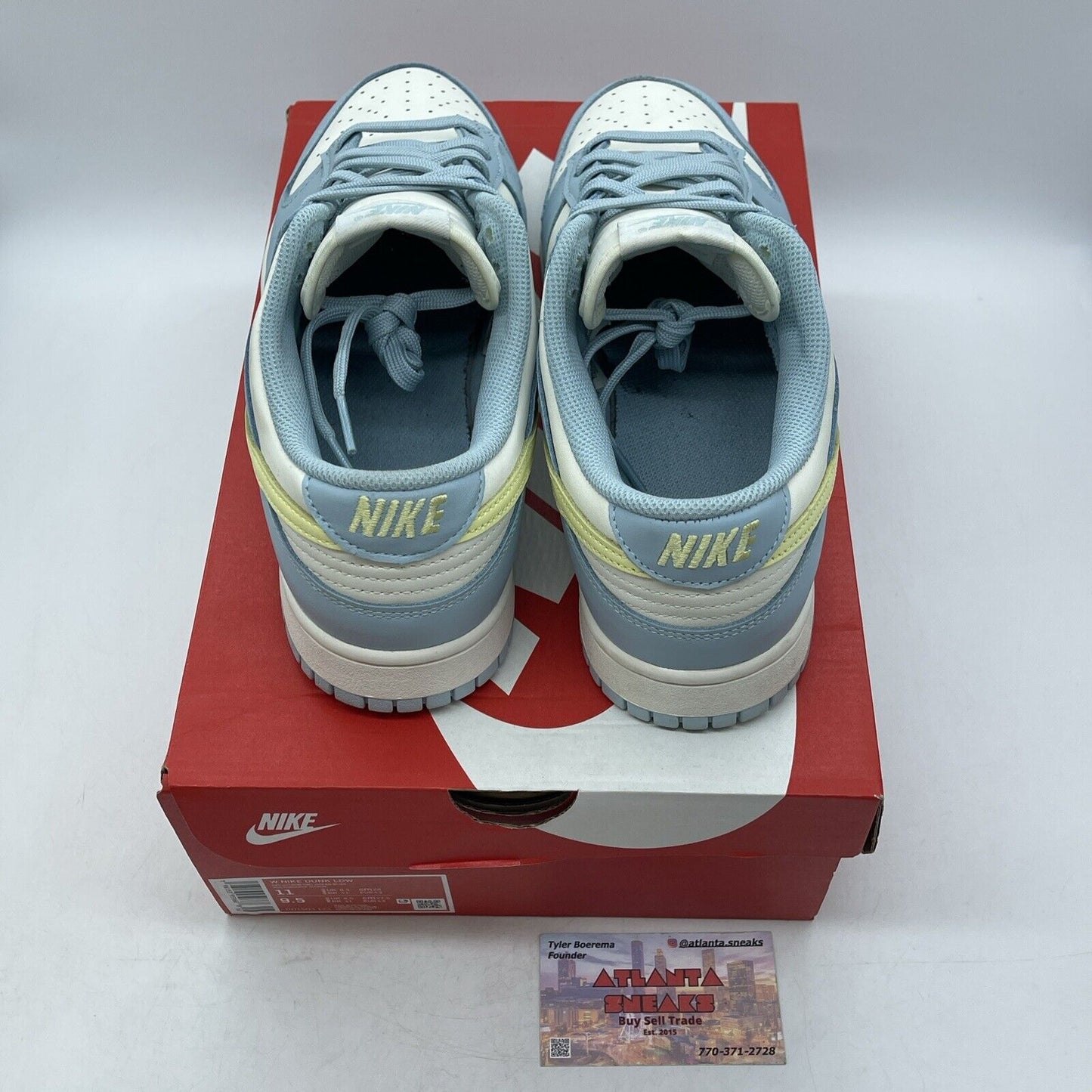 Size 11W - Nike Dunk Low Ocean Bliss White Blue Yellow Leather (DD1503-123)