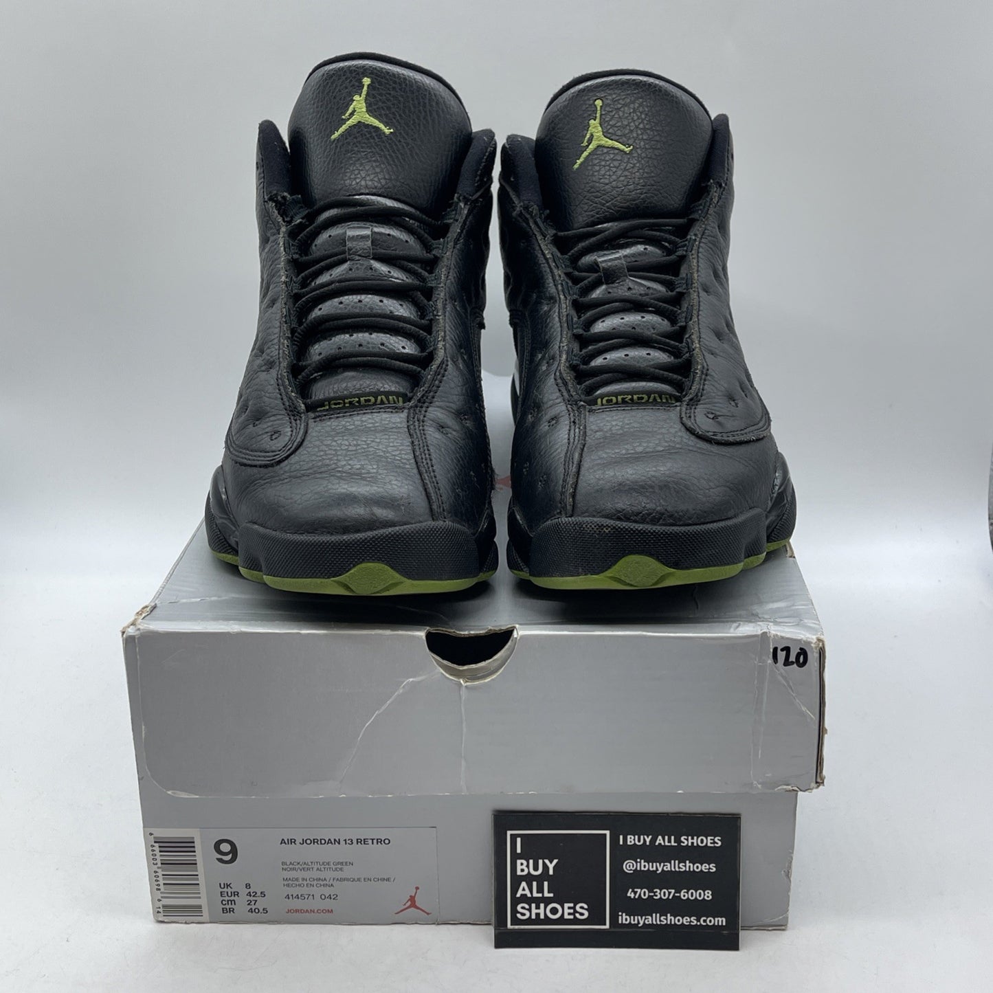 Size 9 - Air Jordan 13 Retro 2017 Altitude Black Leather (414571-042)