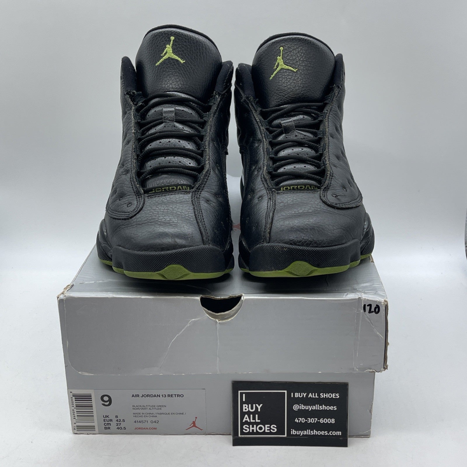 Size 9 - Air Jordan 13 Retro 2017 Altitude Black Leather (414571-042)