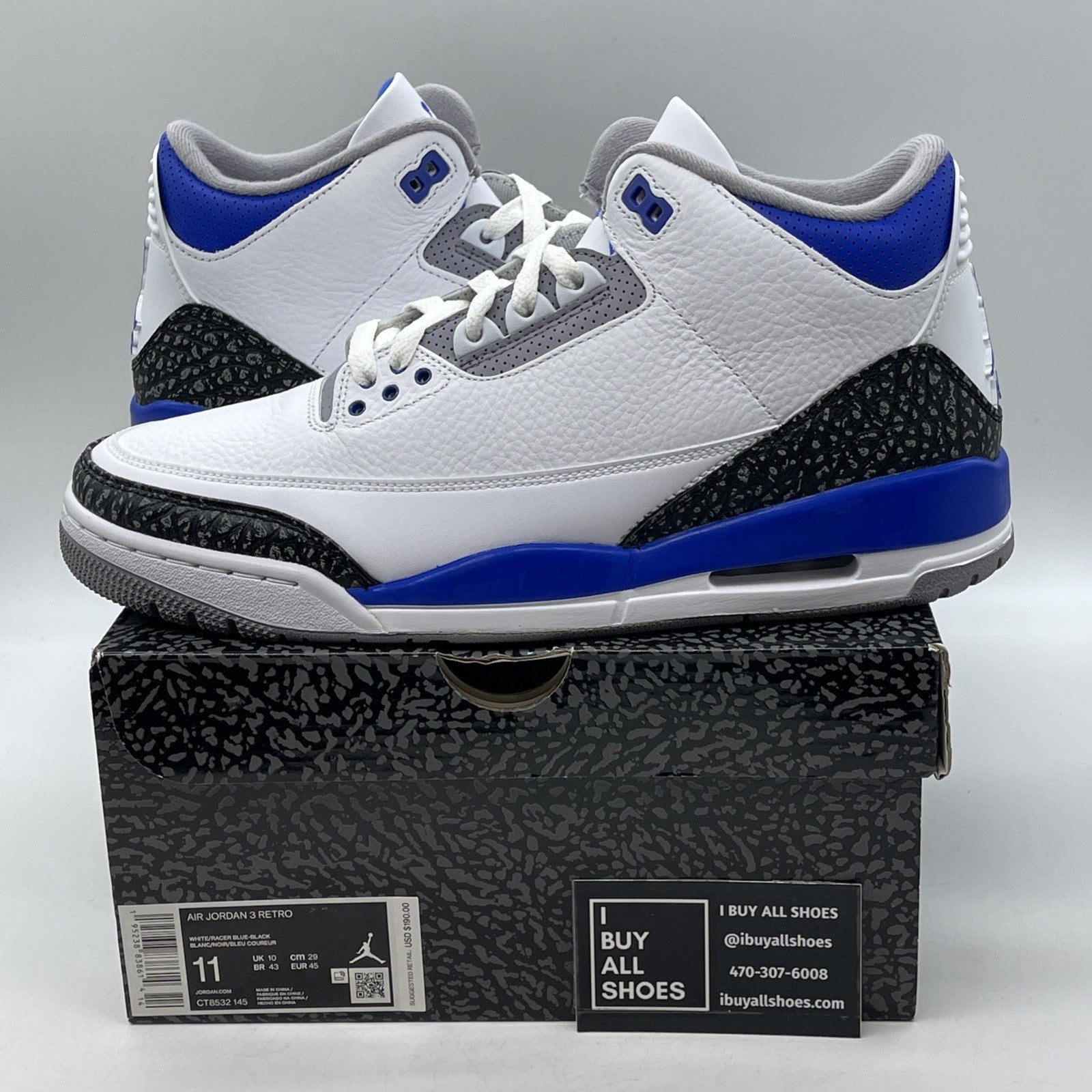 Size 11 - Air Jordan 3 Retro Mid Racer Blue Suede Leather (CT8532-145)