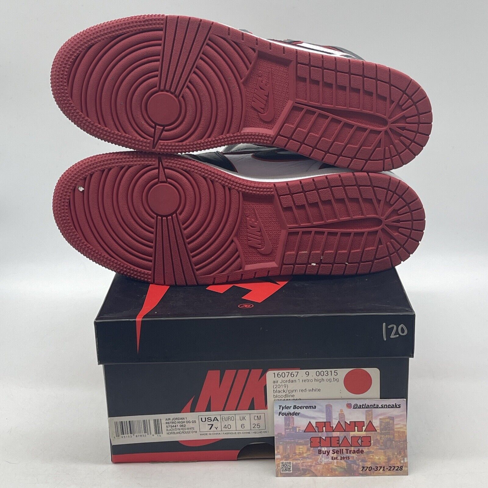 Size 7 - Jordan 1 Retro High OG Gym Red 2019 Black White Leather (575441-062)