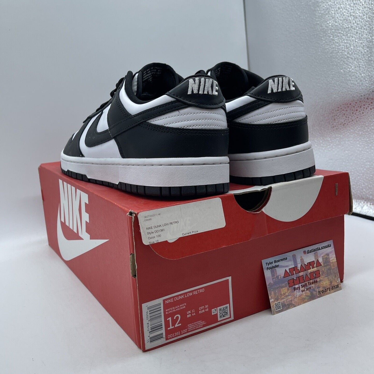 Size 12 - Nike Dunk Low Black White Leather (DD1391-100)