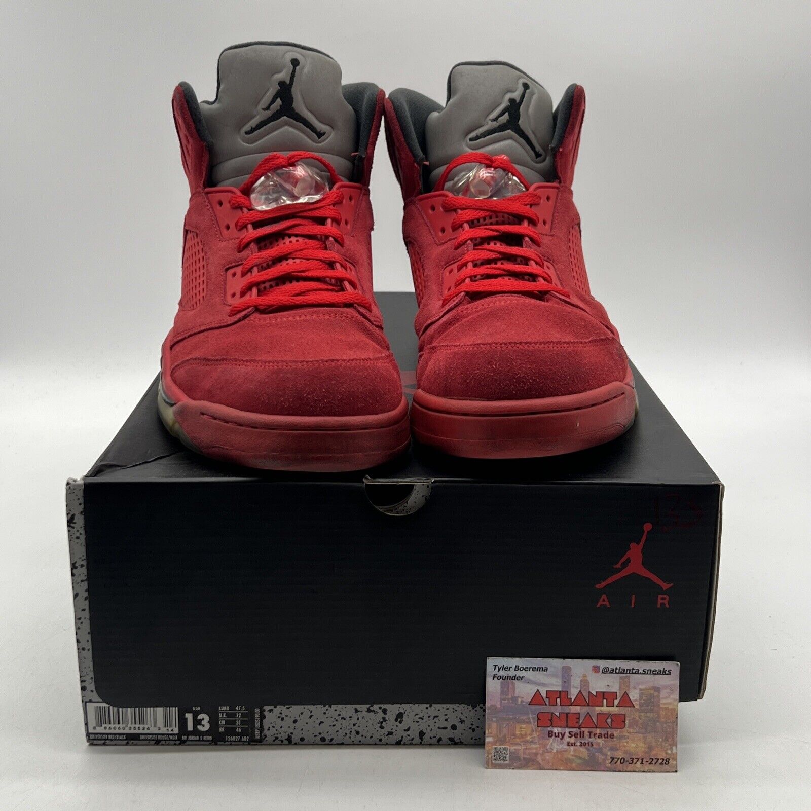 Size 13 - Air Jordan 5 Retro Red Suede Grey Black (136027-602)