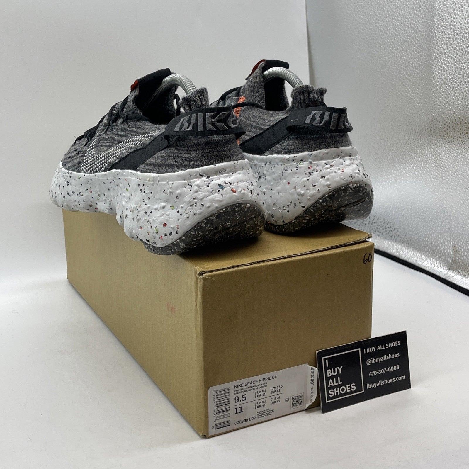 Size 9.5 - Nike Space Hippie 04 Iron Grey Orange Suede (CZ6398-002)