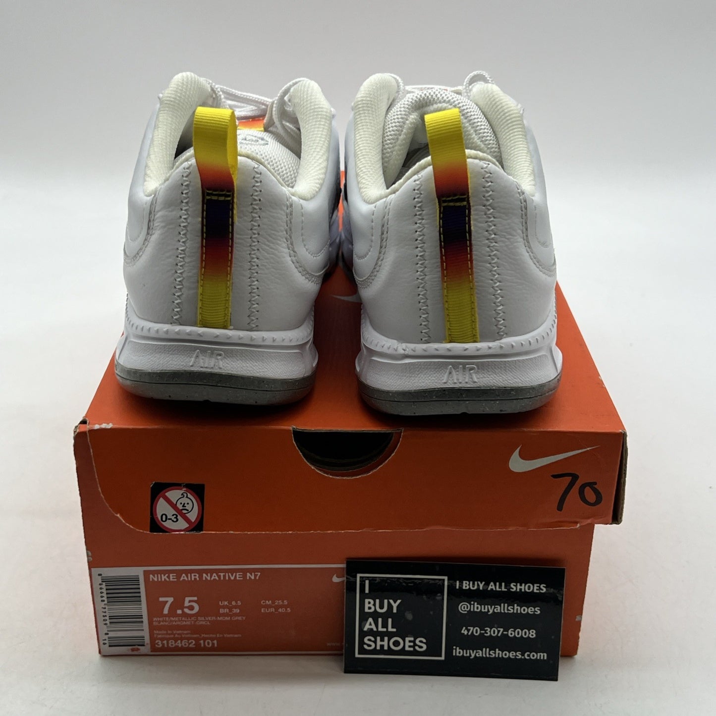 Size 7.5 - Nike Air Native N7 White Leather Shoes (318462-101)