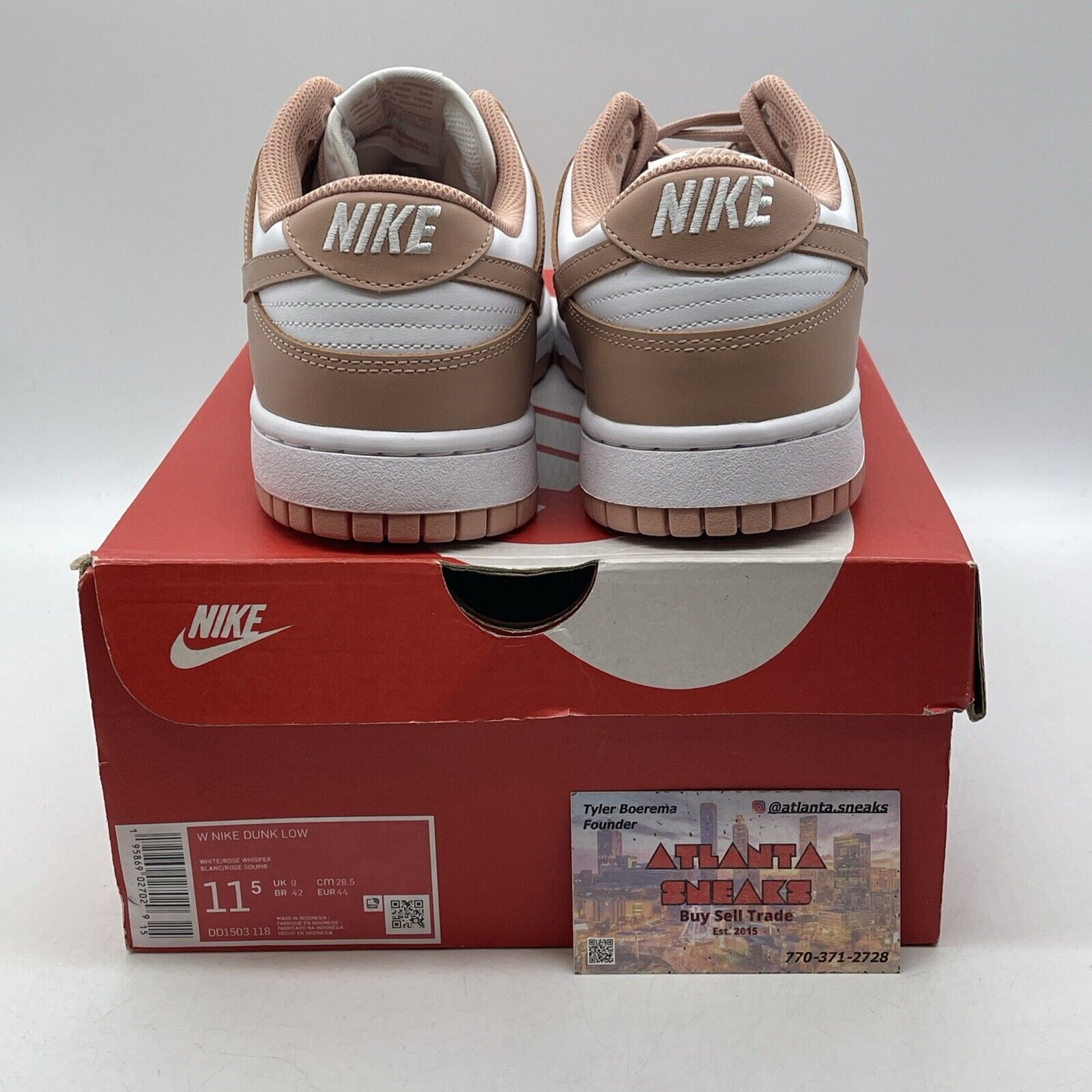 Size 11.5W - Nike Dunk Low Rose Whisper Pink White Leather (DD1503-118)