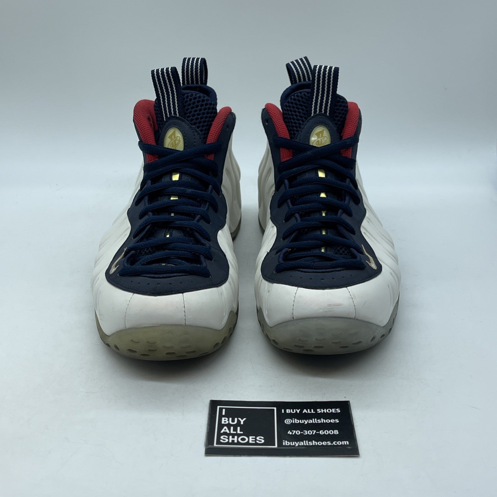 Size 10 - Nike Air Foamposite One PRM Olympic White Blue Suede (575420-400)