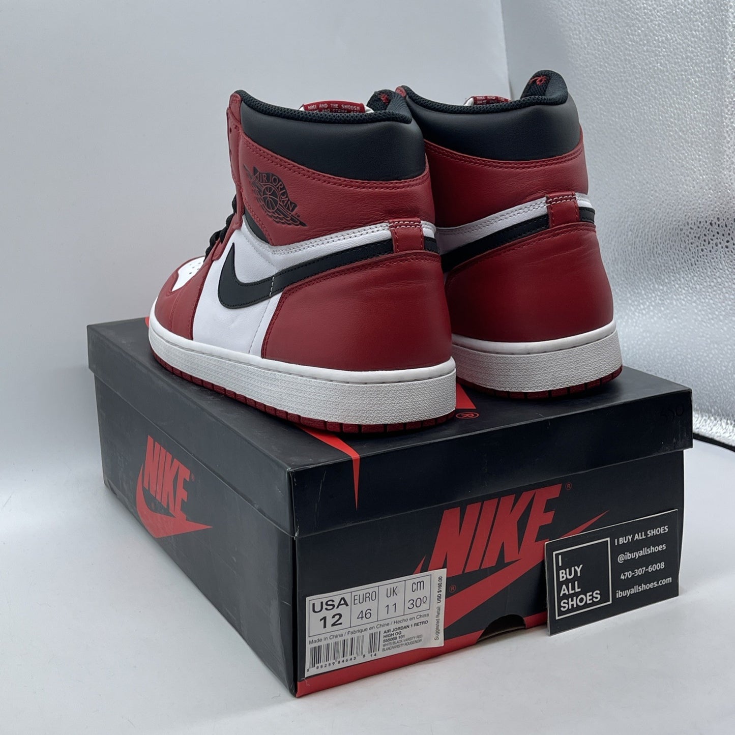 Size 12 - Jordan 1 Retro OG High Chicago White Black Red Leather (555088-101)