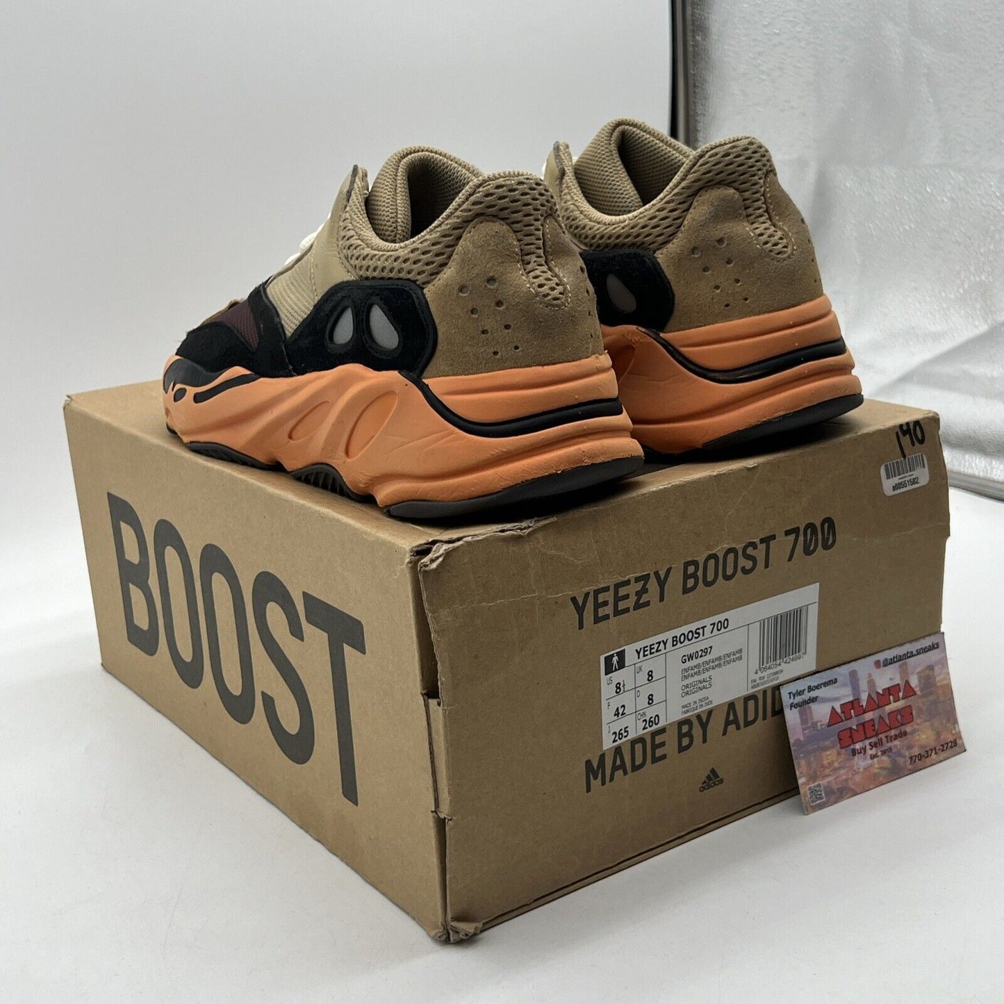 Size 8.5 - adidas Yeezy Boost 700 Enflame Amber Tan Orange Suede (GW0297)