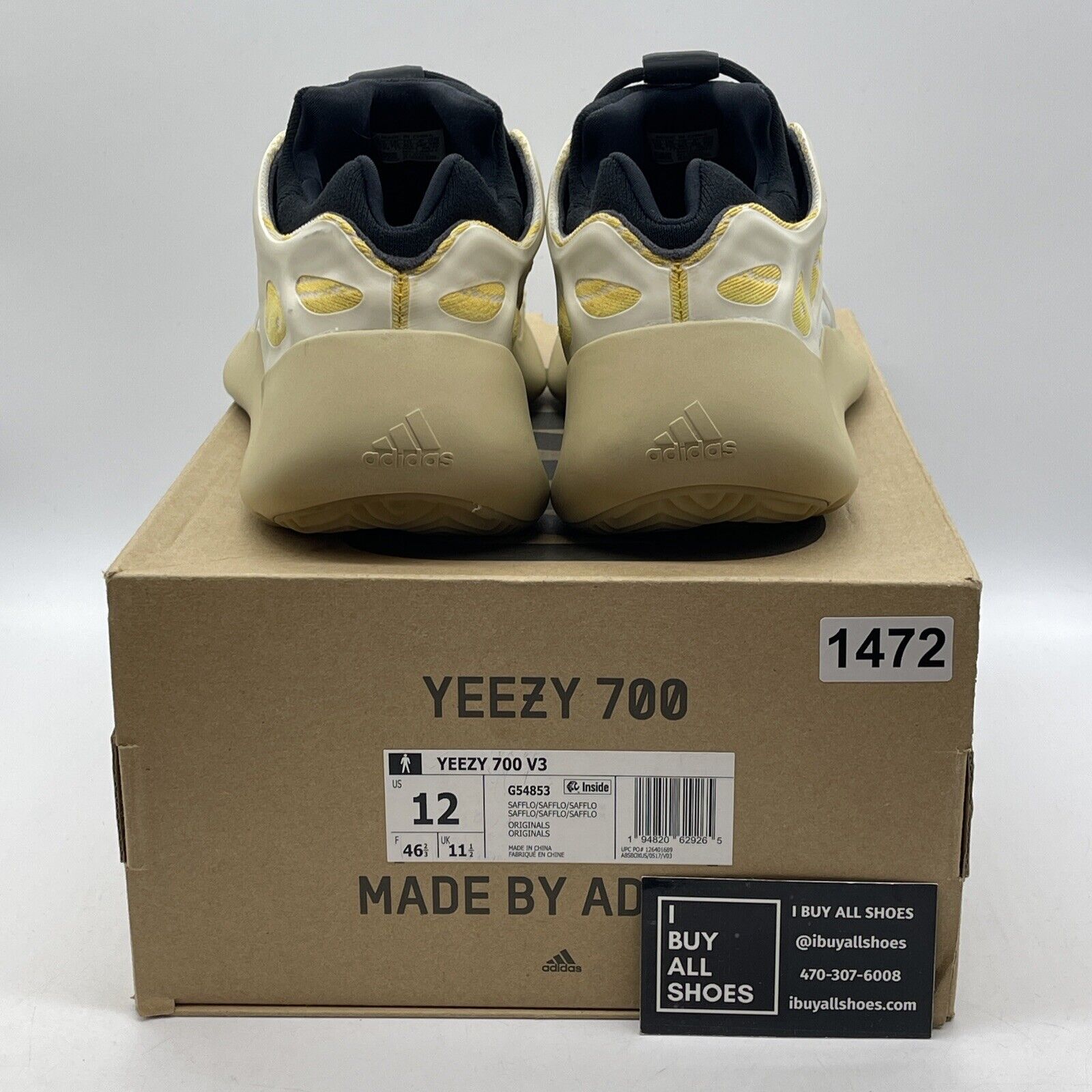 Size 12 - adidas Yeezy 700 V3 Safflower Brown Tan Black Suede (G54853)