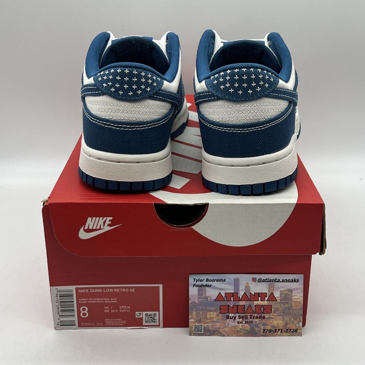 Size 8 - Nike Dunk Low SE Sashiko - Industrial Blue Brand New Og All