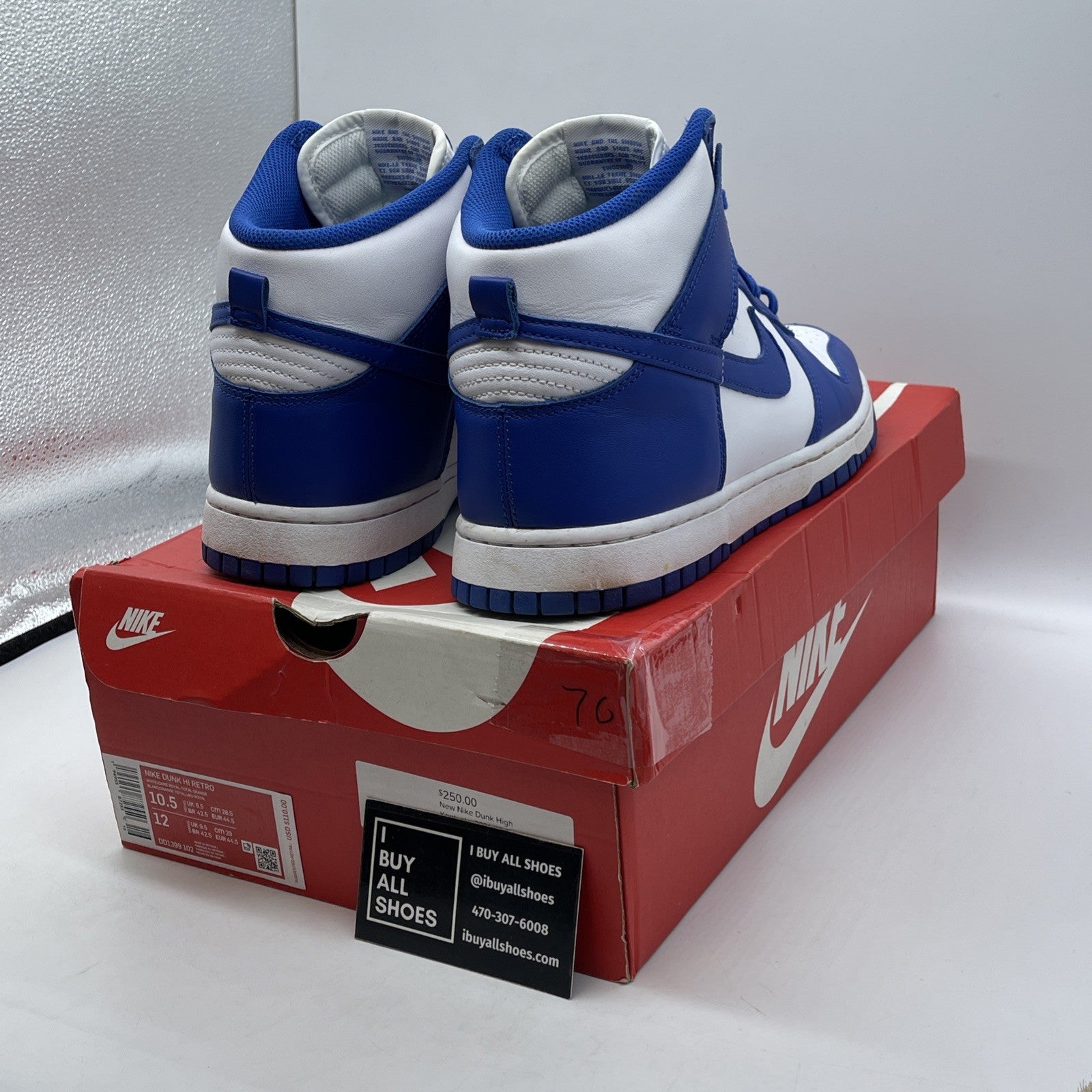 Size 10.5 - Nike Dunk 2021 High Kentucky Blue White Leather (DD1399-102)