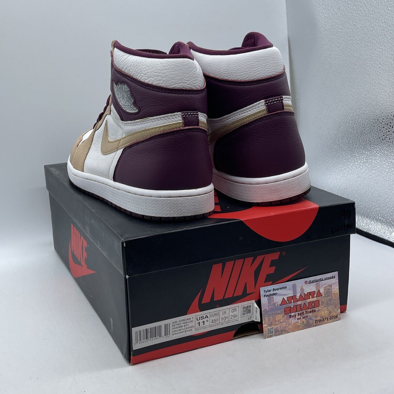 Size 11.5 - Jordan 1 Retro High OG Bordeaux Purple Brown Custom* (555088-611)