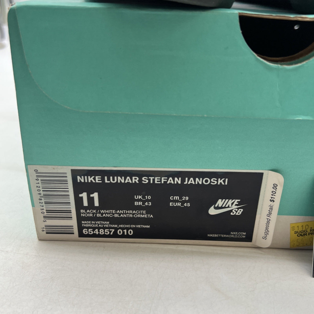 Size 11 - Nike Lunar Stefan Janoski Black (654857-010)