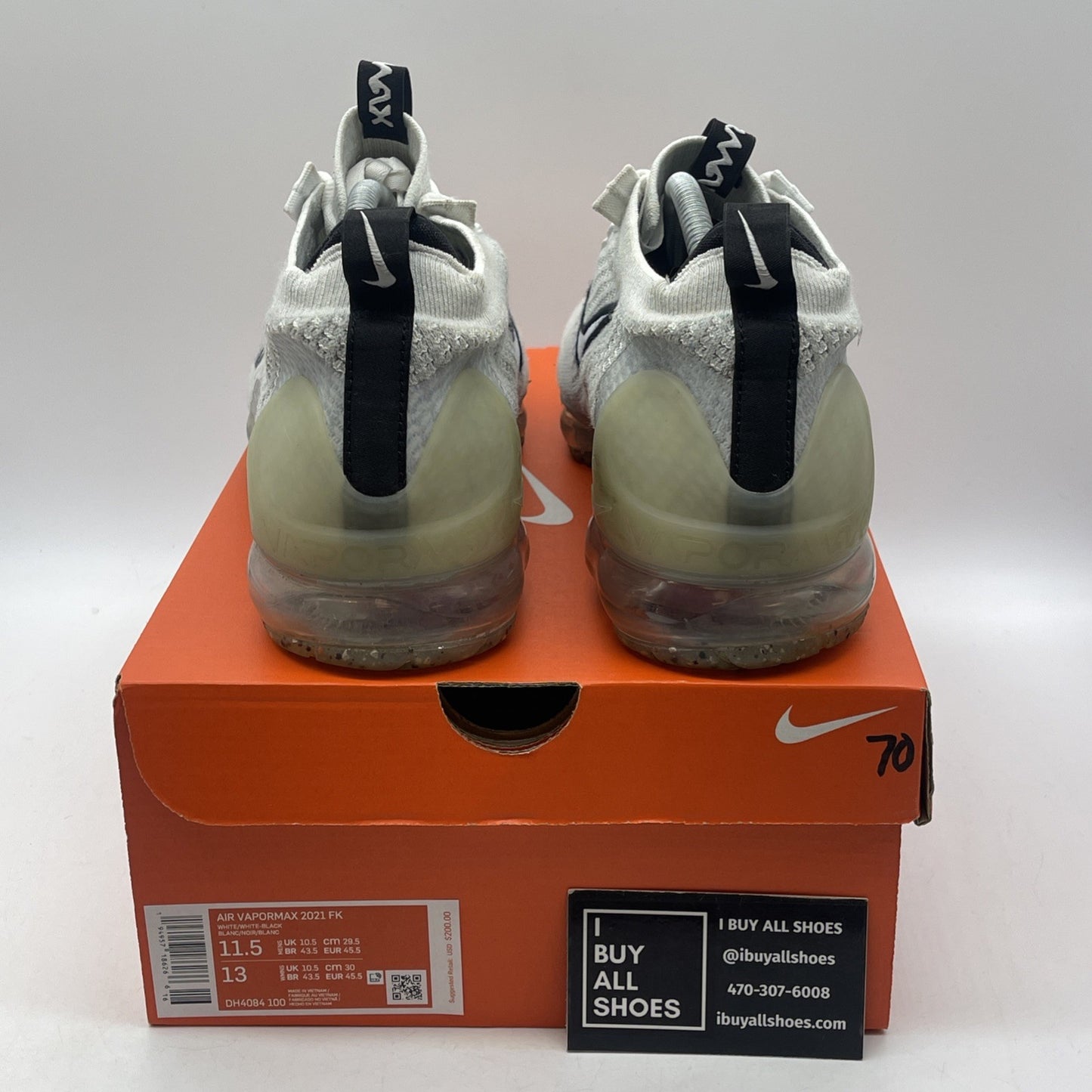 Size 11.5 - Nike Air VaporMax 2021 Flyknit Monochrome White Black (DH4084-100)