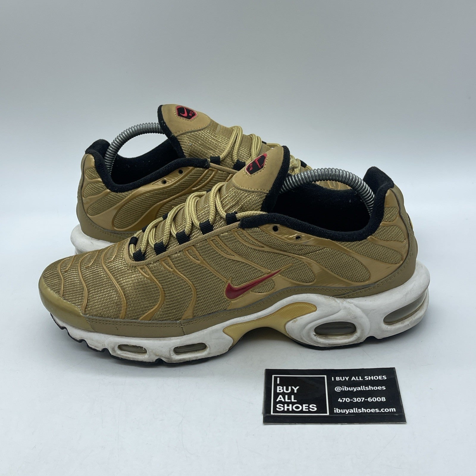 Size 9 - Nike Air Max Plus QS Metallic Gold Red Suede Leather (903827-700)
