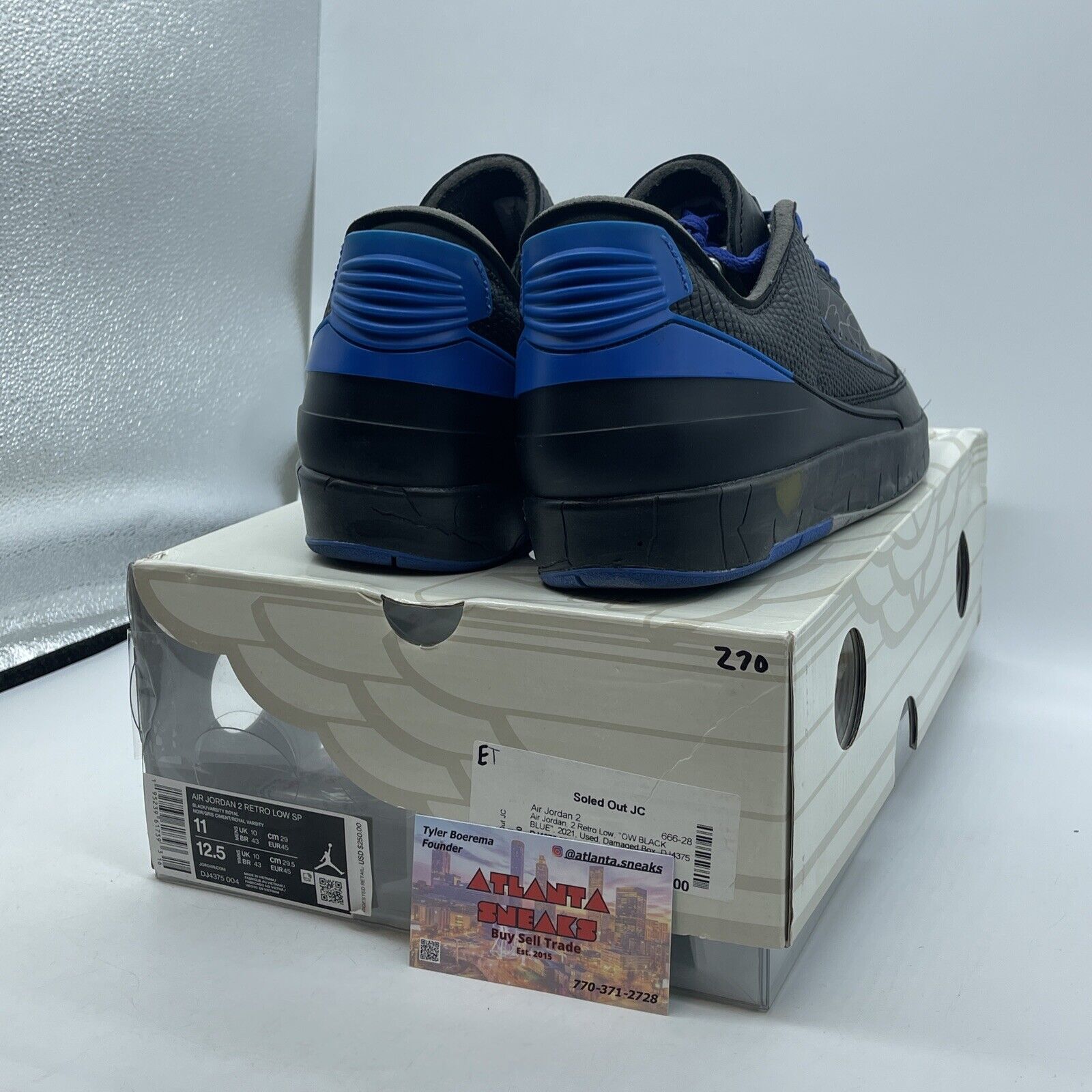 Size 11 - Off-White x Air Jordan 2 Retro SP Low Black Varsity Royal (DJ4375-004)