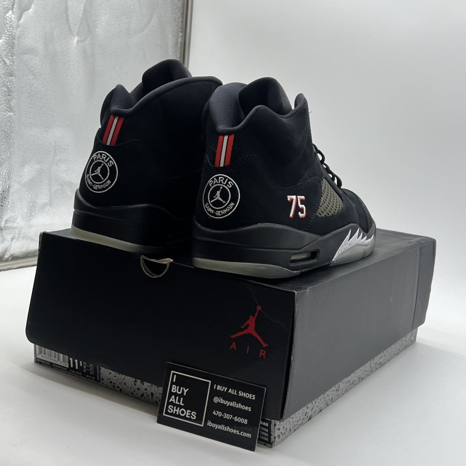 Size 11.5 - Paris Saint-Germain x Air Jordan 5 Retro Black (AV9175-001)