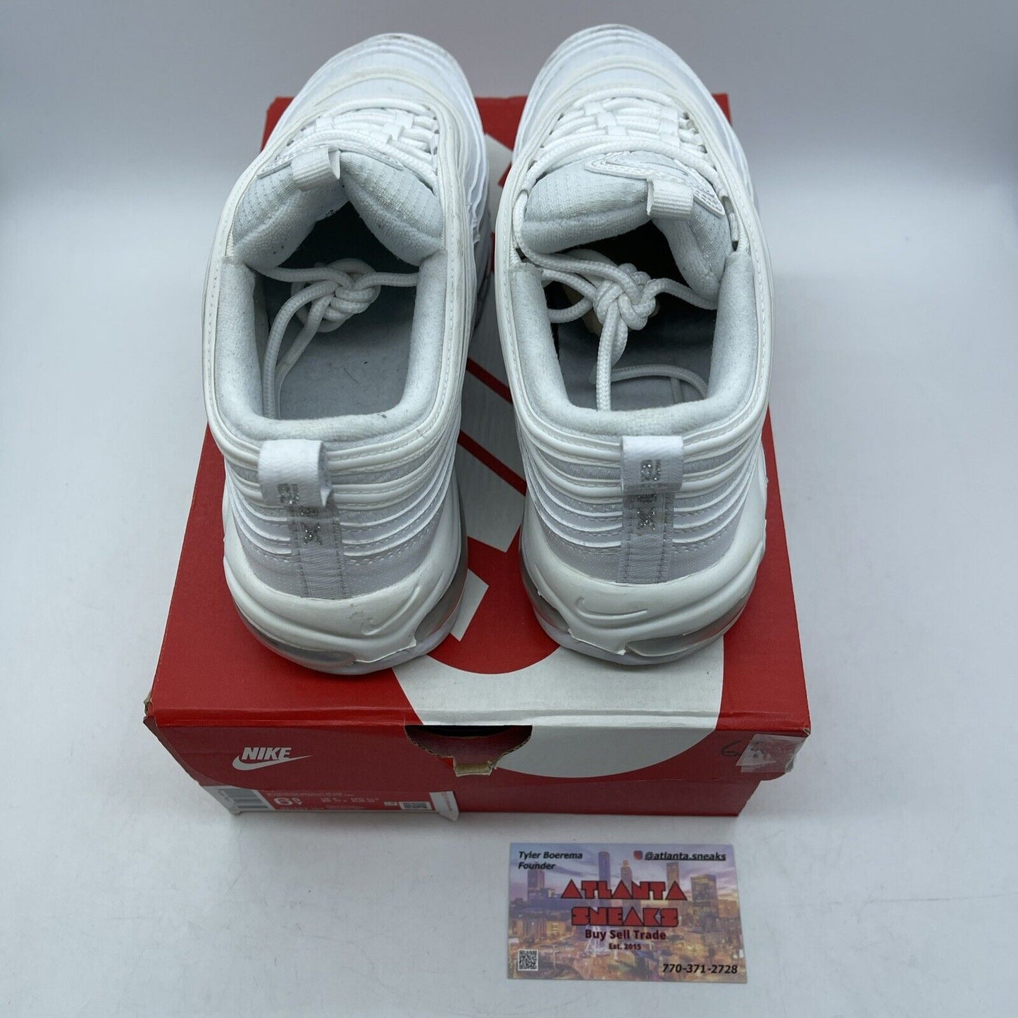 Size 6.5Y - Nike Air Max 97 (GS) Low White Metallic Silver Leather (921522-104)