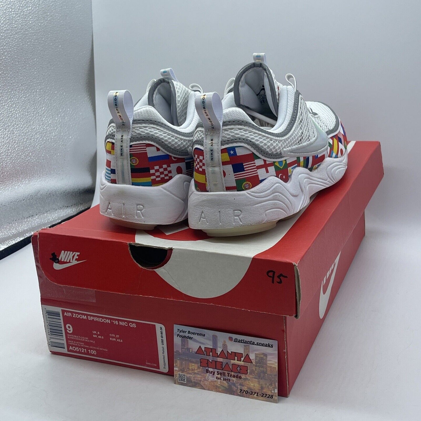 Size 9 - Nike Air Zoom Spiridon International Flag White Grey Suede (AO5121-100)