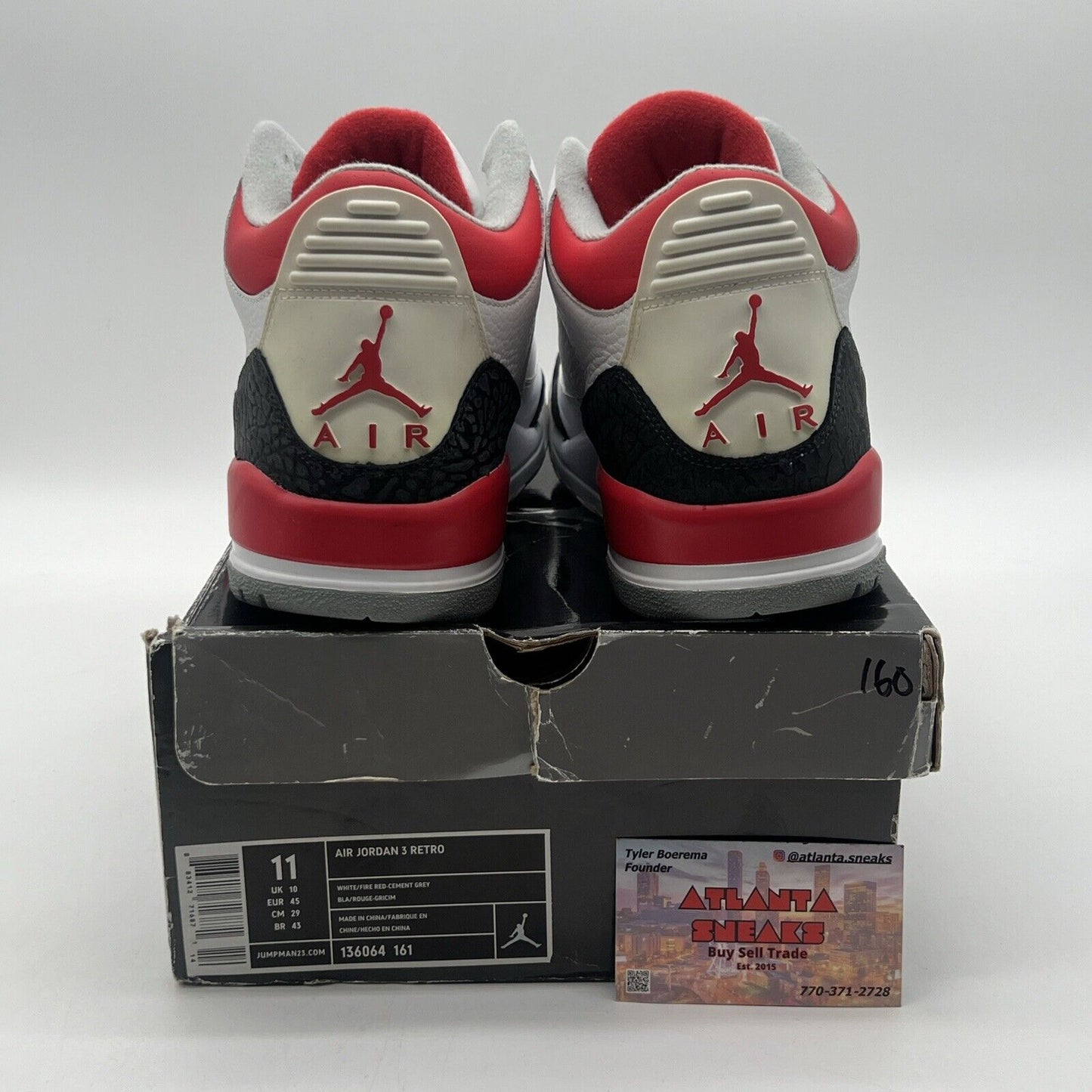 Size 11 - Air Jordan 3 Retro 2007 Fire Red White Grey Leather (136064-161)