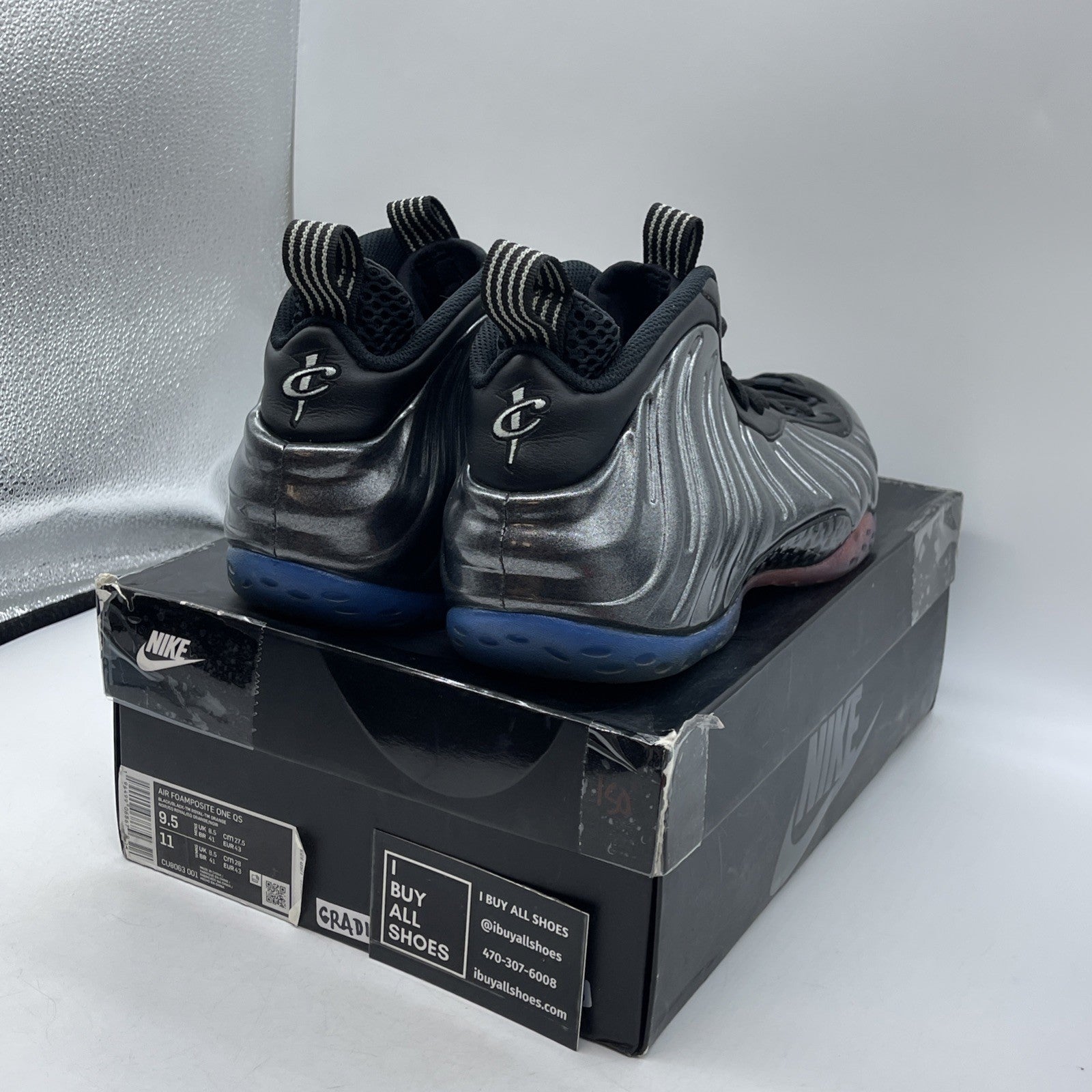 Size 9.5 - Nike Air Foamposite One QS Gradient Soles Grey Suede (CU8063-001)
