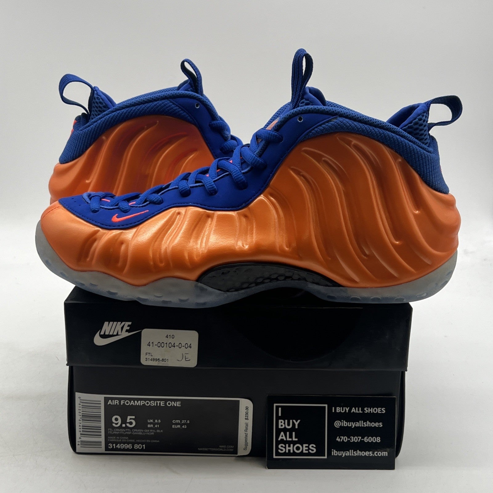Size 9.5 - Nike Air Foamposite One Knicks (314996-801)