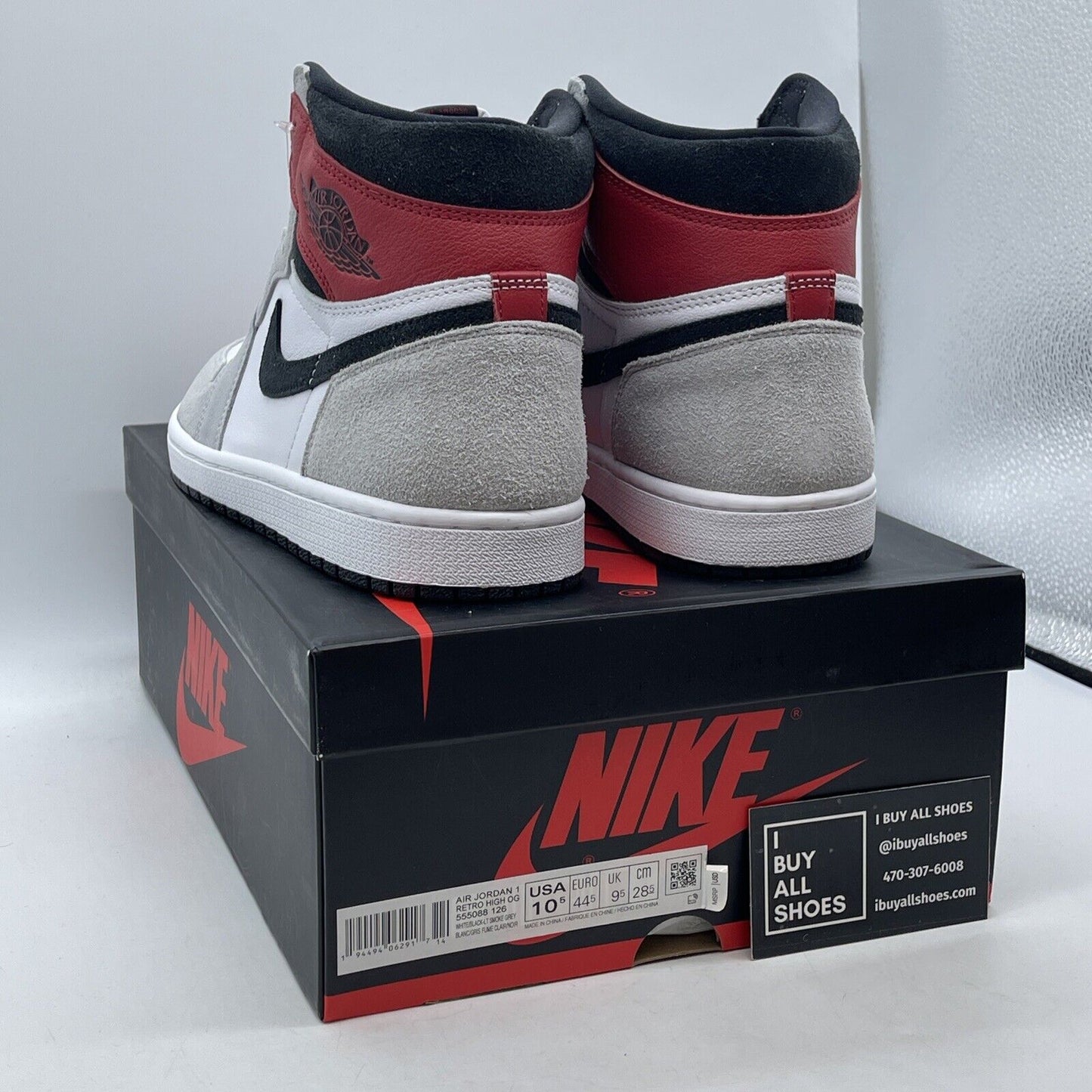 Size 10.5 - Jordan 1 Retro High OG Smoke Gray Black White Leather Suede