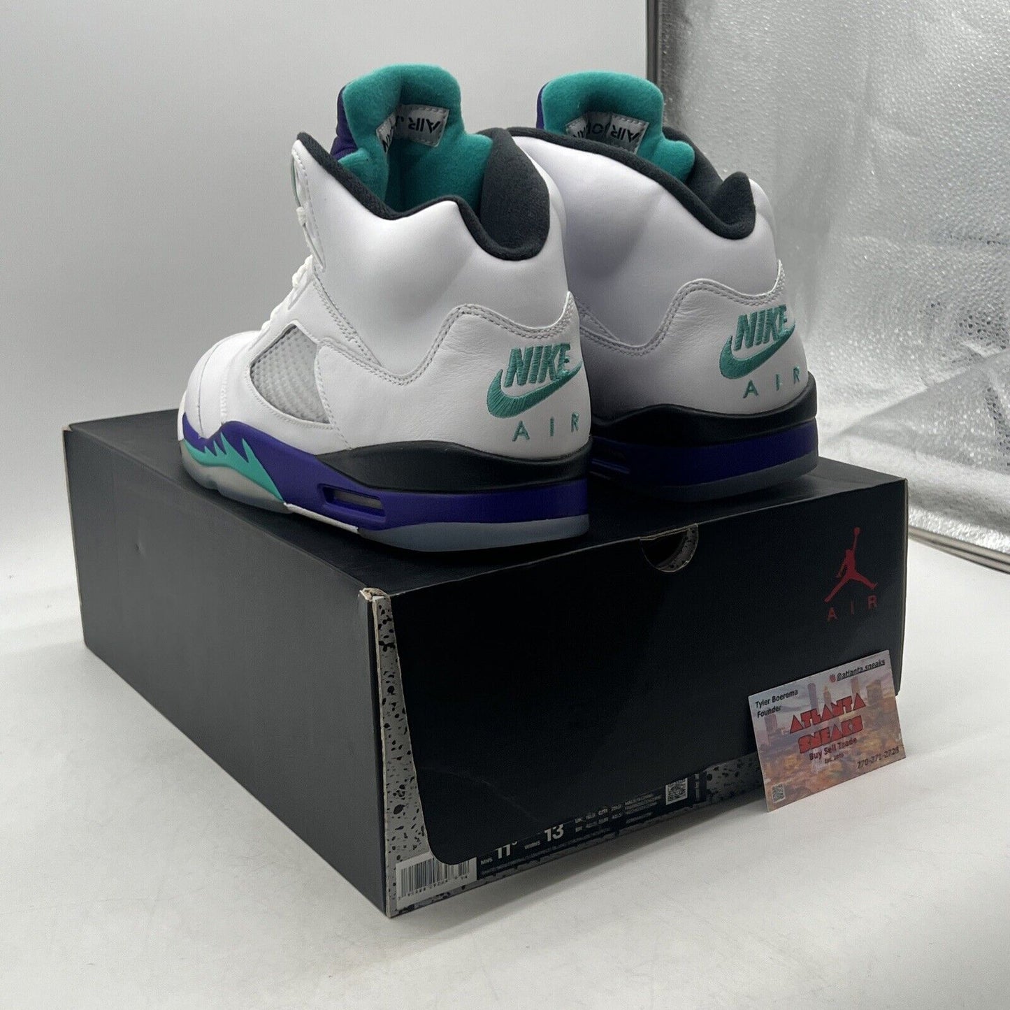 Size 11.5 - Air Jordan 5 Retro NRG Fresh Prince White Aqua Purple (AV3919-135)