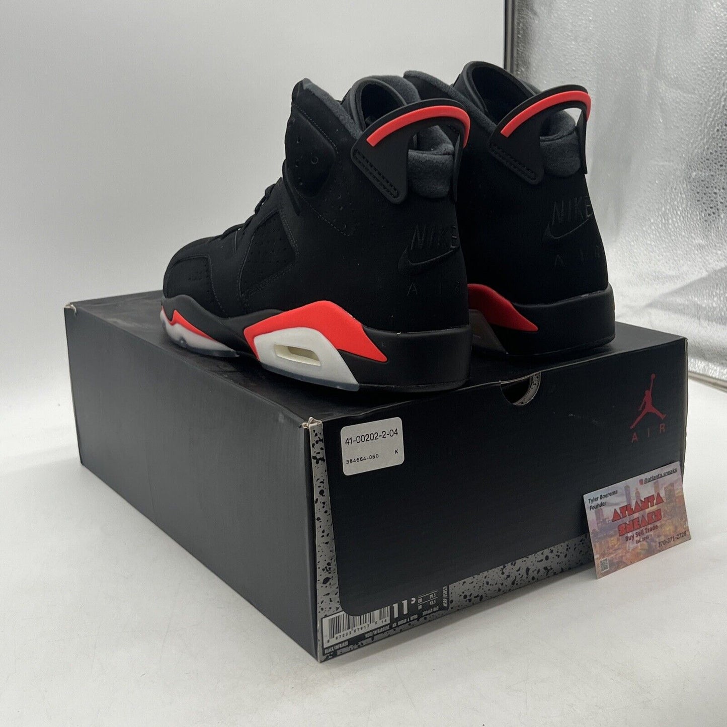 Size 11.5 - Jordan 6 Retro Mid Infrared Black Red Suede (384664-060)