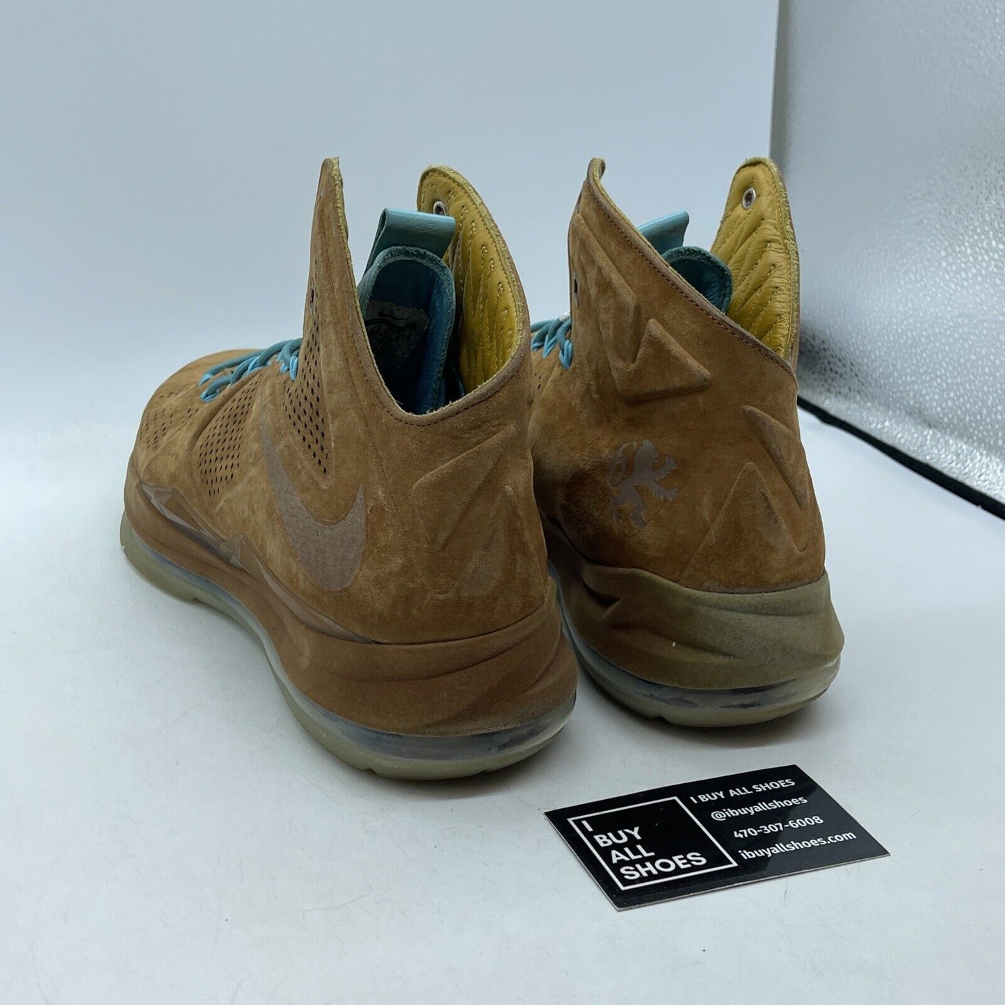 Size 10.5 - Nike LeBron 10 EXT QS Hazelnut Brown Blue Suede. (607078-200)