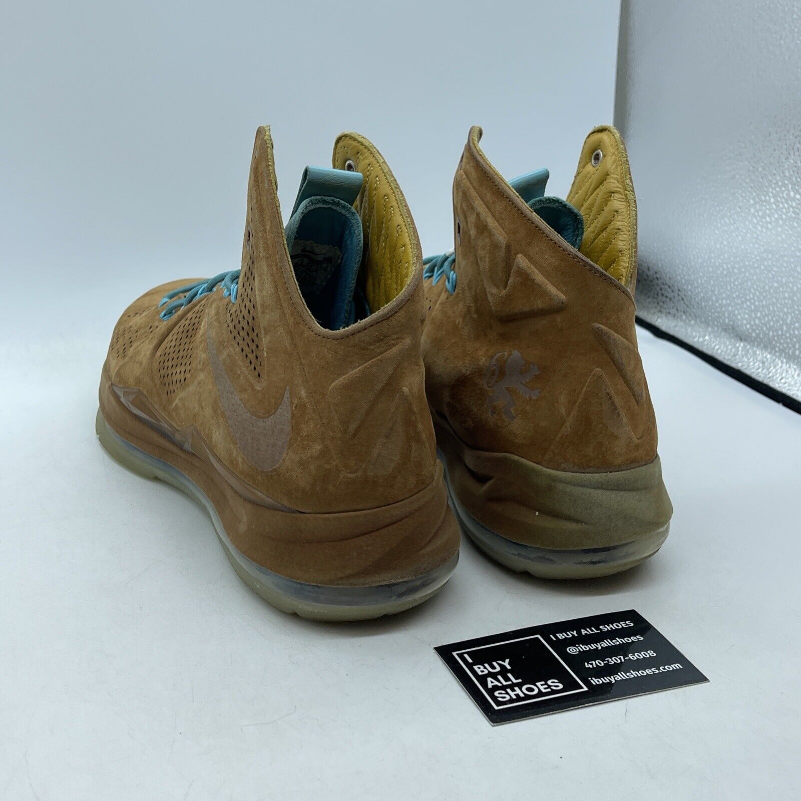 Size 10.5 - Nike LeBron 10 EXT QS Hazelnut Brown Blue Suede. (607078-200)