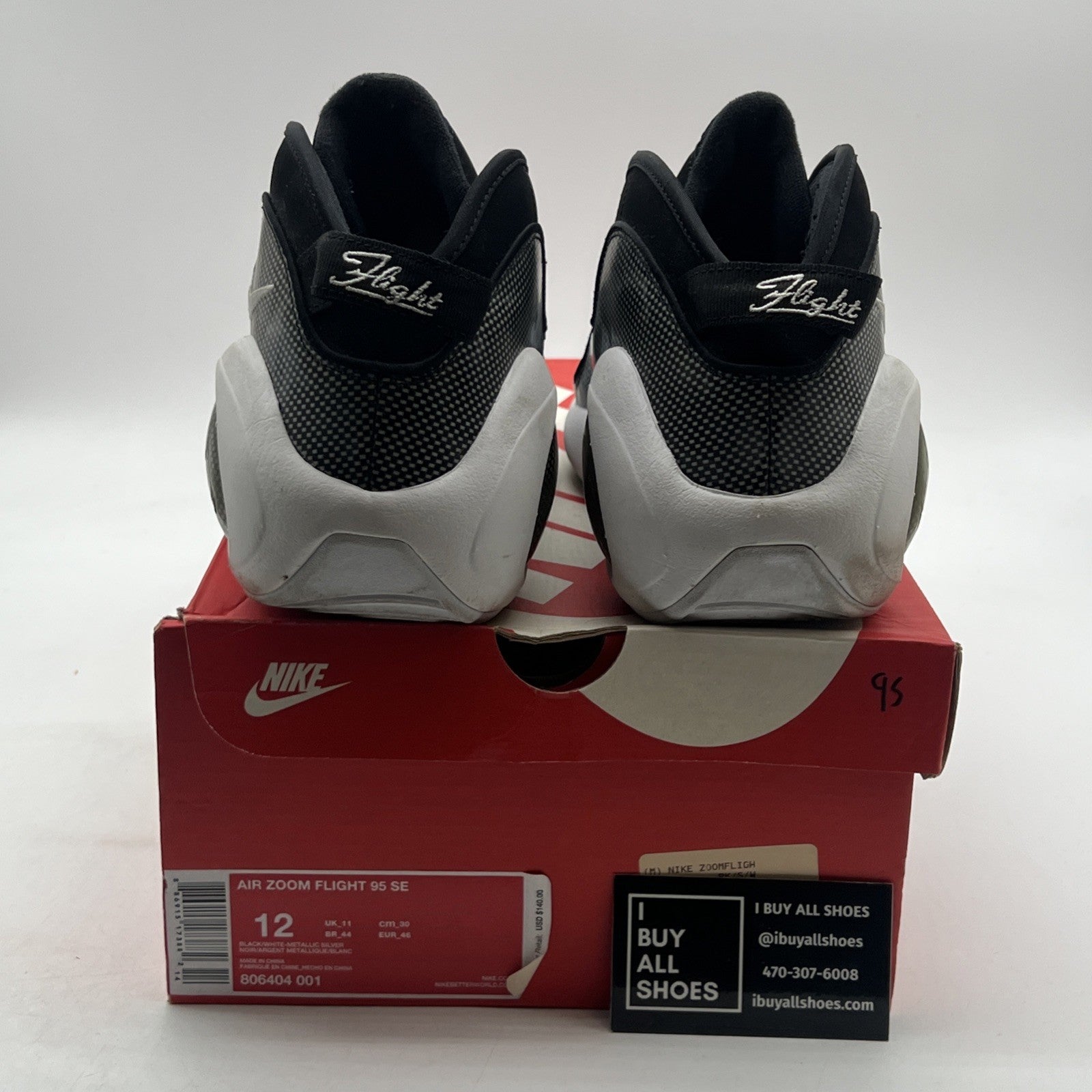 Size 12 - Nike Air Zoom Flight 95 2015 Black Metallic Silver (806404-001)