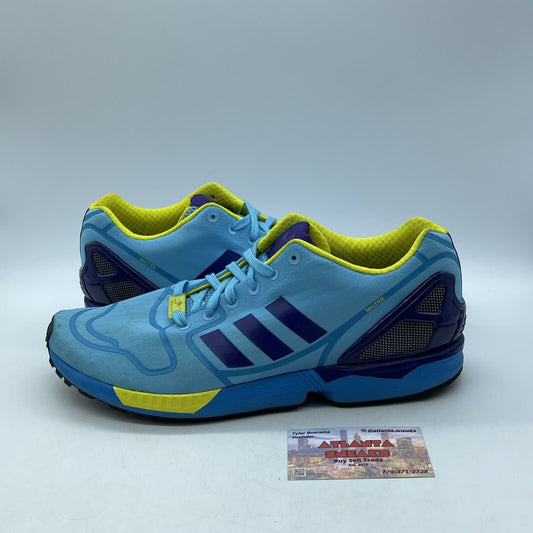 Size 12 - adidas ZX Flux Blue Purple Yellow Suede Leather (AF6303)