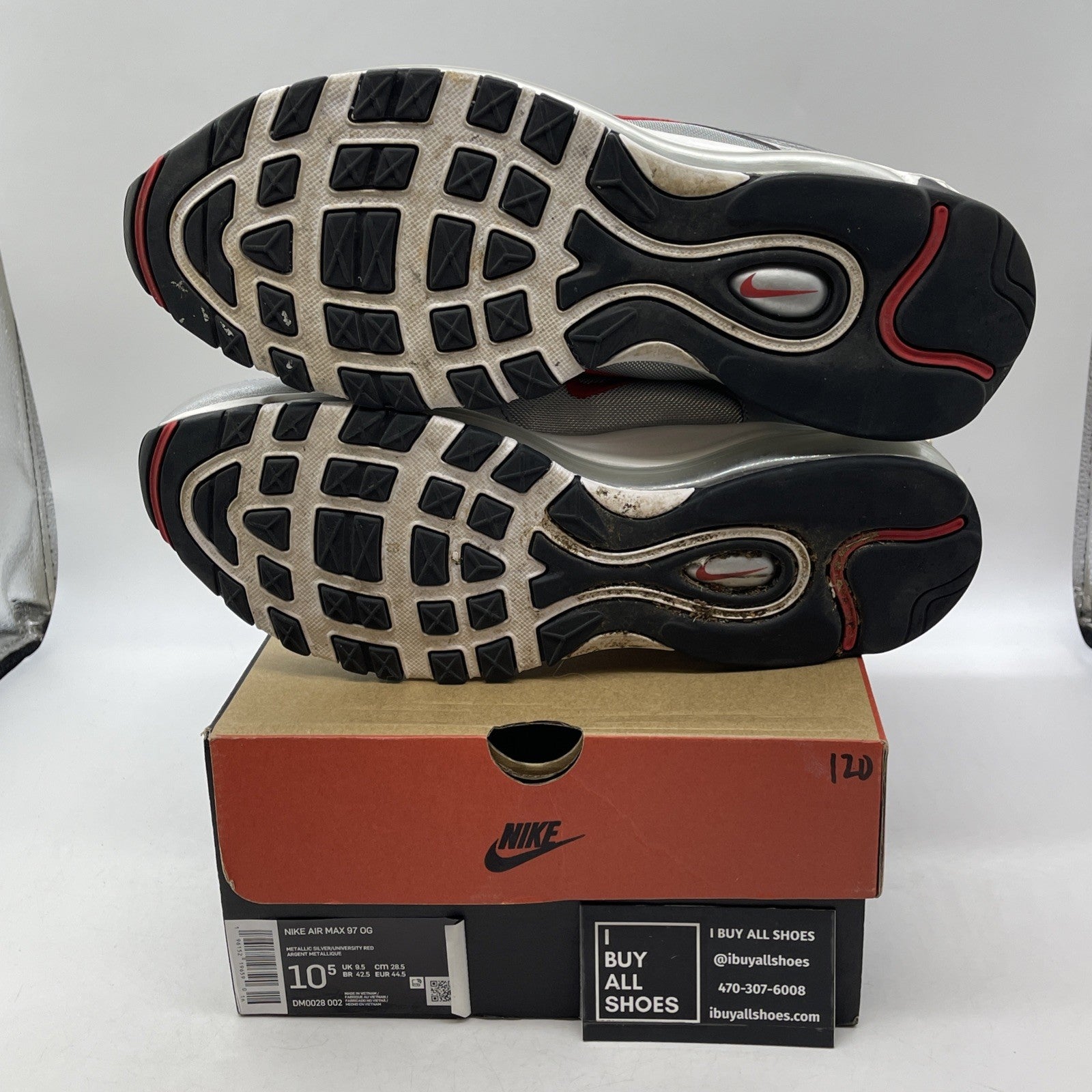 Size 10.5 - Nike Air Max 97 OG Silver Bullet Grey White Leather (DM0028-002)