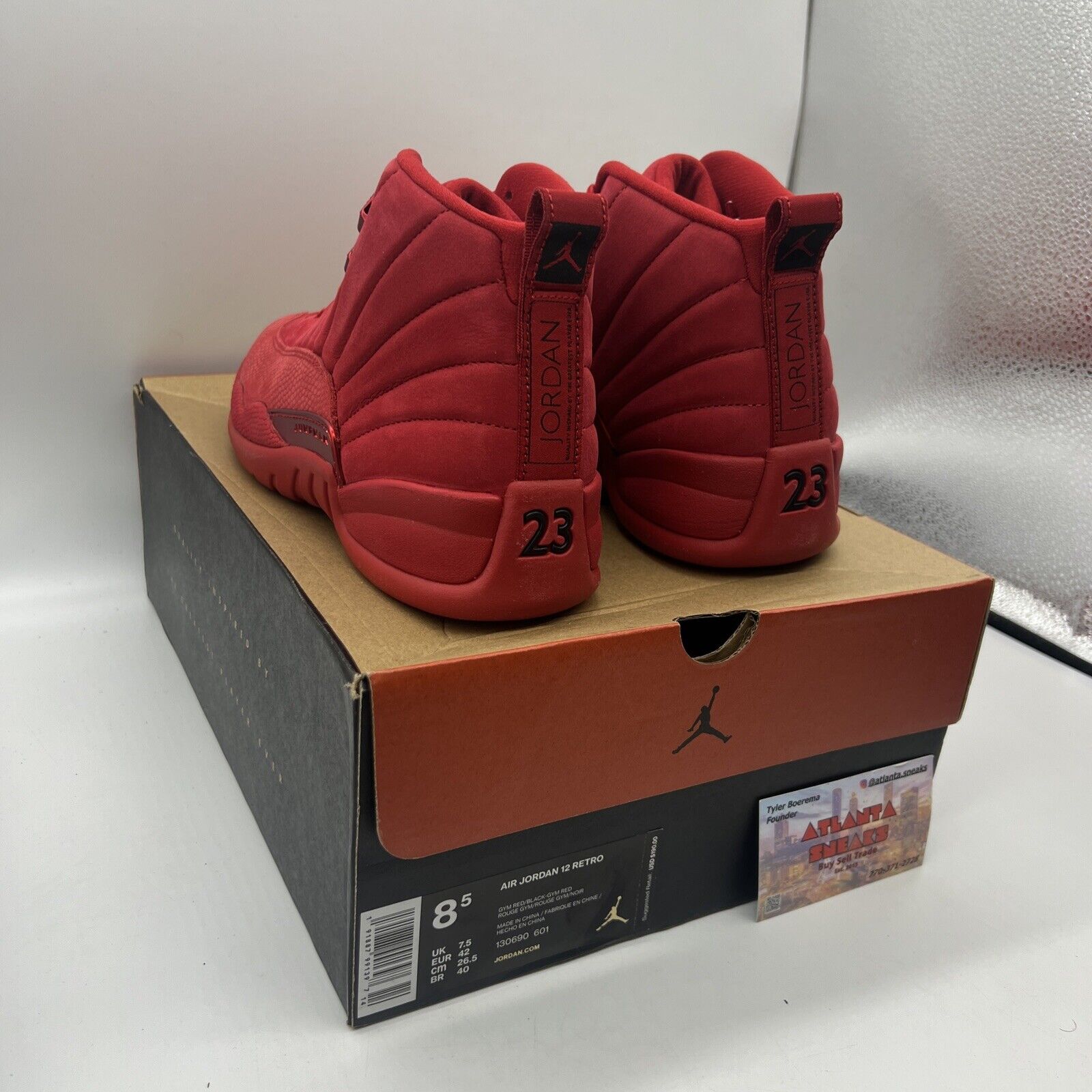 Size 8.5 - Air Jordan 12 Retro Gym Red Brand New Og All DS Sneakers Suede Black