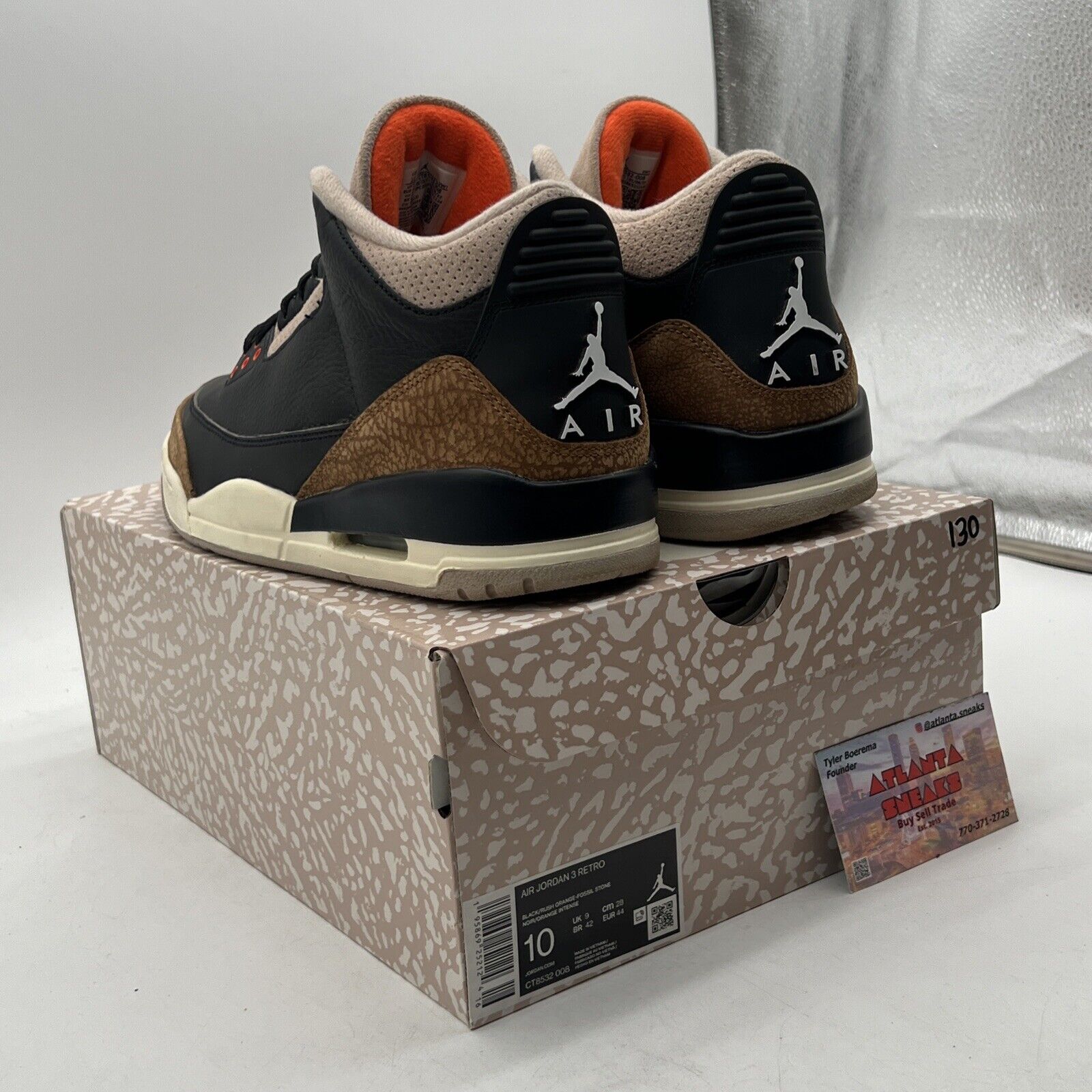 Size 10 - Jordan 3 Retro Mid Desert Elephant Black Brown Leather Red CT8532-008