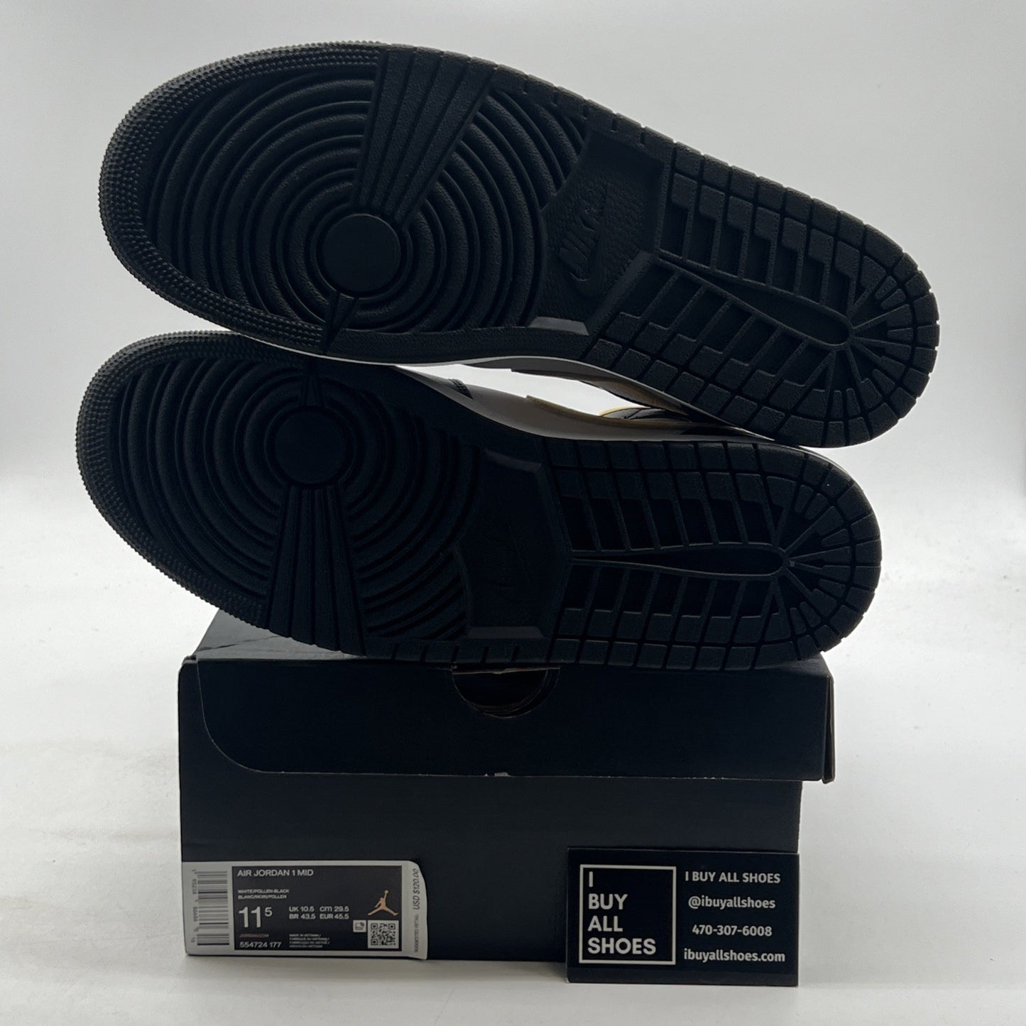 Size 11.5 - Air Jordan 1 Mid Black University Gold (554724-177)