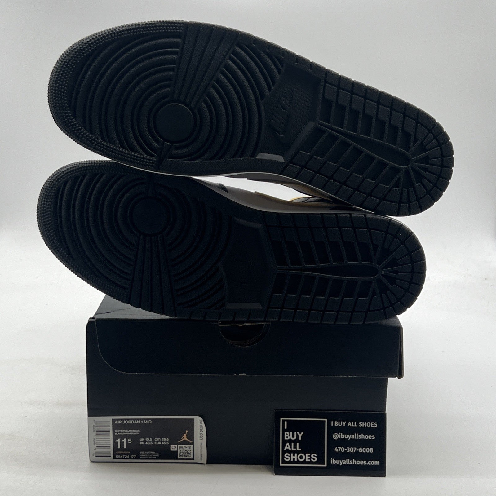 Size 11.5 - Air Jordan 1 Mid Black University Gold (554724-177)