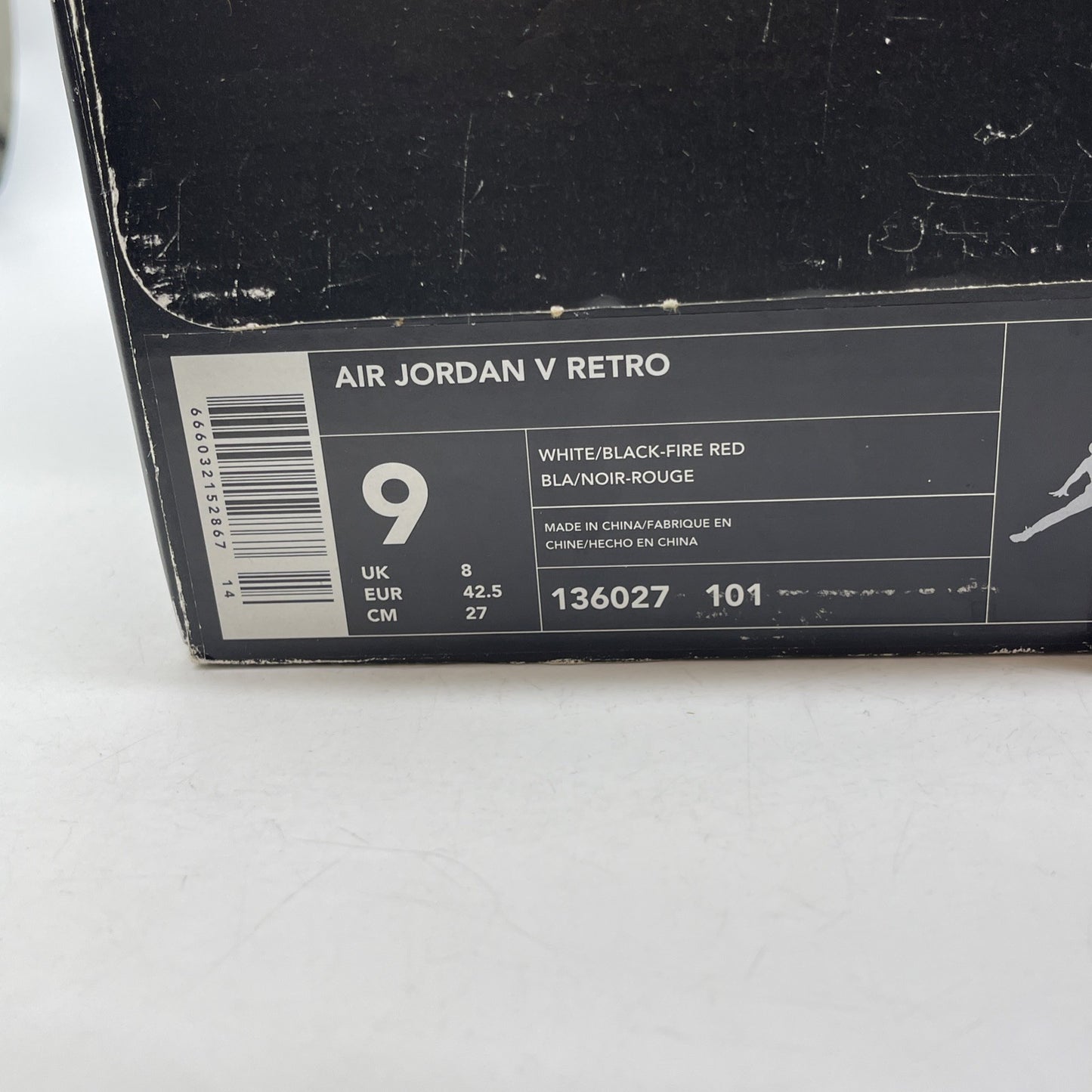 Size 9 - Air Jordan 5 Retro 2000 White Fire Red Black Leather (136027-101)