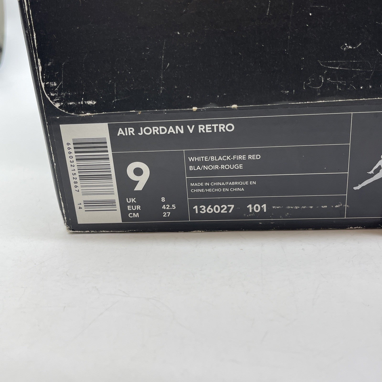 Size 9 - Air Jordan 5 Retro 2000 White Fire Red Black Leather (136027-101)
