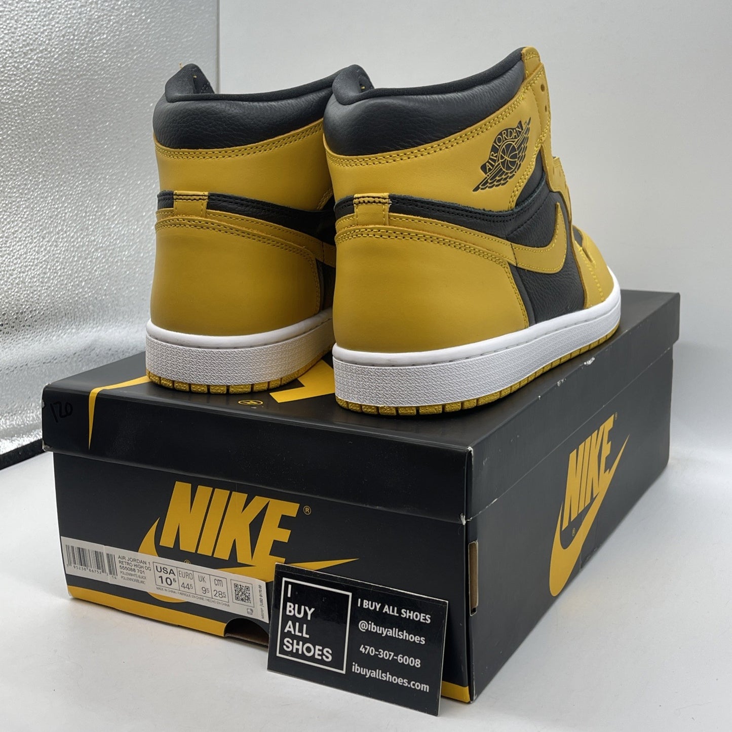 Size 10.5 - Jordan 1 Retro OG High Pollen Yellow Black Leather (555088-701)