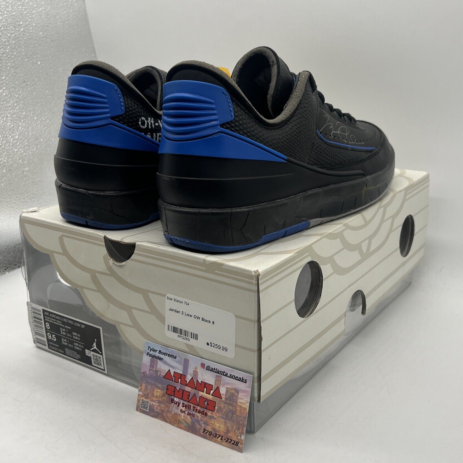 Size 8 - Off-White x Air Jordan 2 Retro SP Low Black Varsity Royal (DJ4375-004)