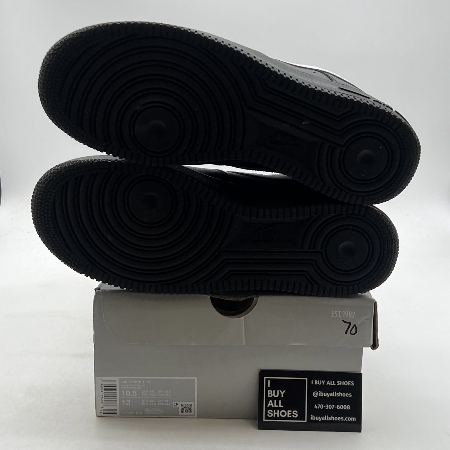 Size 10.5 - Nike Air Force 1 '07 Black White (FZ0627-010)