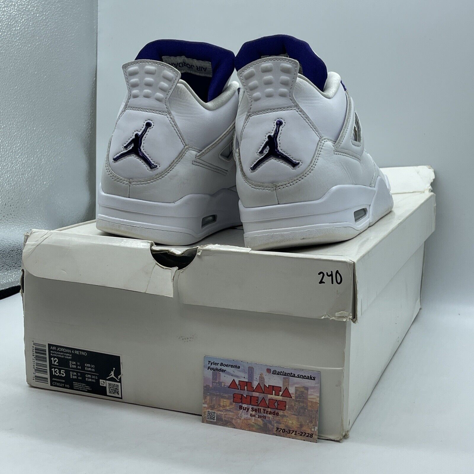 Size 12 - Jordan 4 Retro Mid Purple Metallic White Leather (CT8527-115)