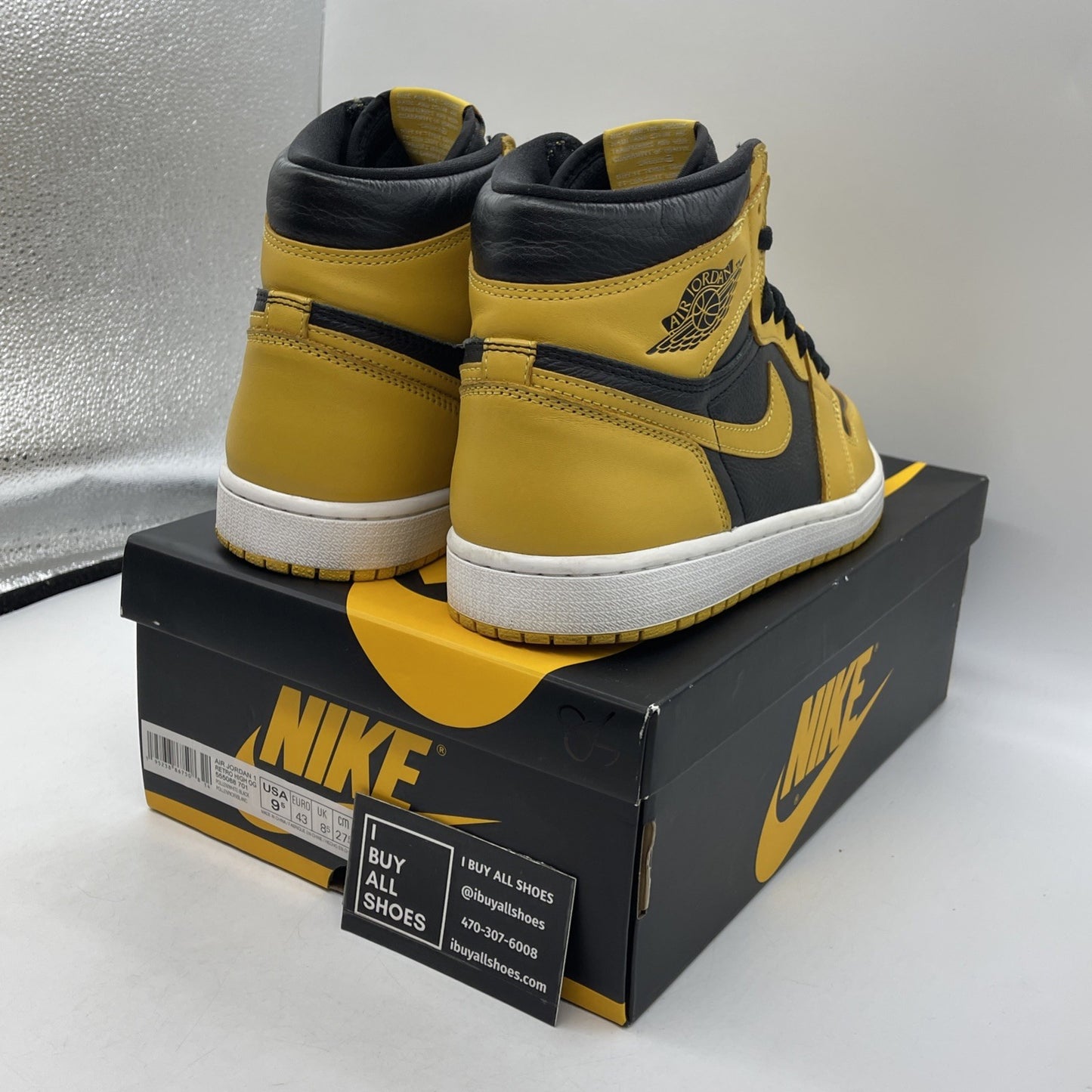 Size 9.5 - Jordan 1 Retro OG High Pollen Yellow Black Leather (555088-701)