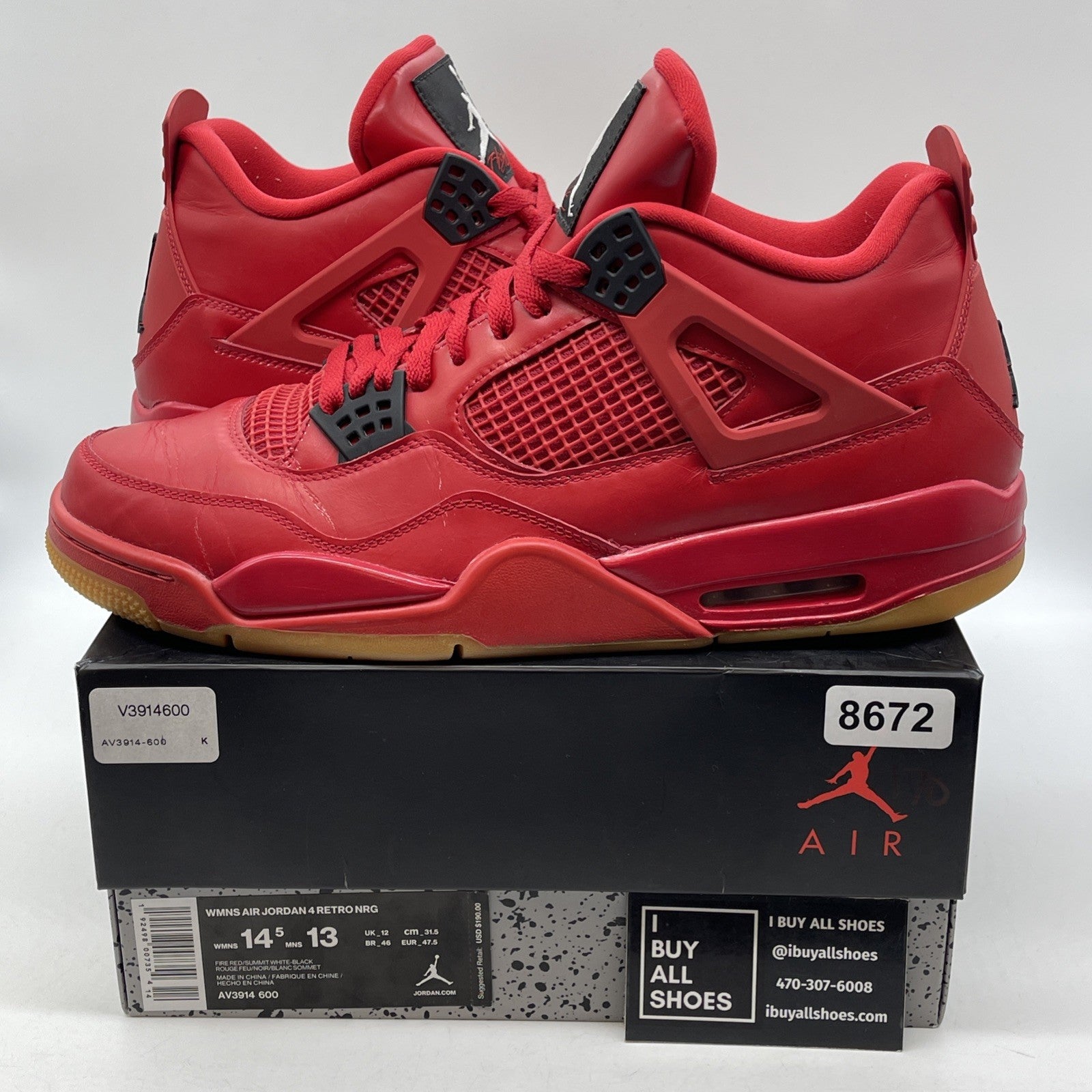 Size 14.5W - Air Jordan 4 Retro NRG Singles Day Red Leather (AV3914-600)